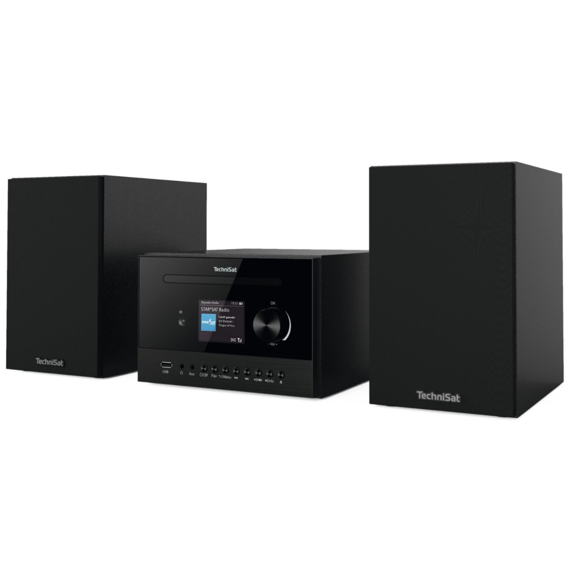 Minicomponent, 3-teiliges Set, Hifi-System, CD-Spieler, schwarzes Lautsprecherset, Bluetooth, Stereo, Lautsprecher-System, Drahtlos, Schwarz