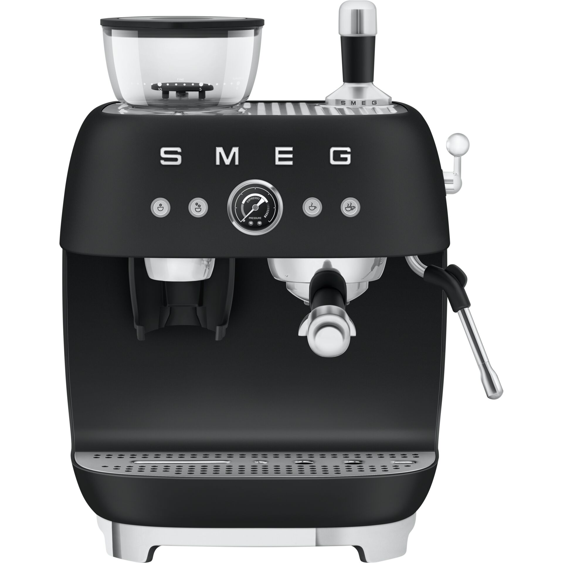Espressomaschine, Kaffeemaschine, Gehäuse schwarz, Portafilter, Manometer