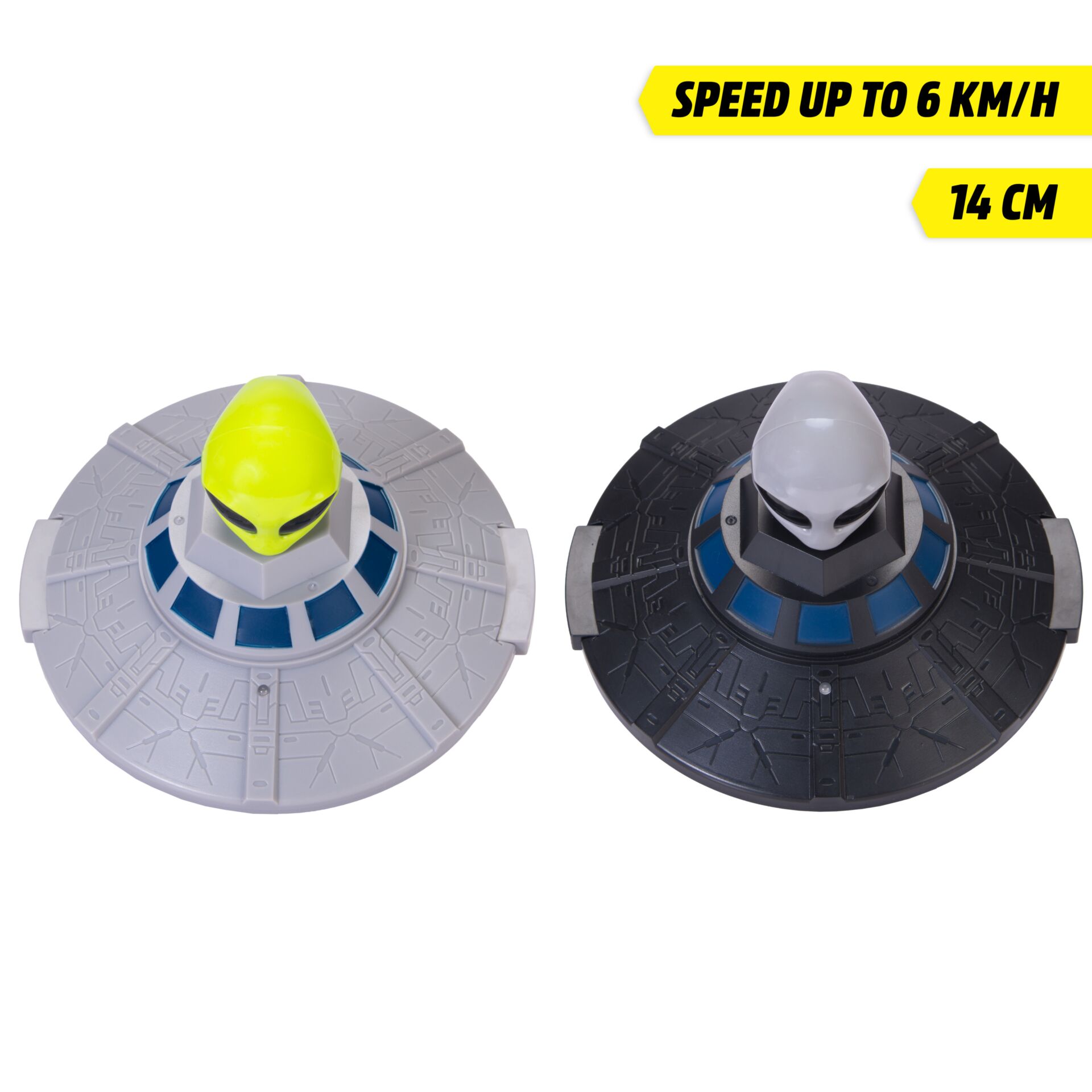 UFO-Spielzeug, UFO-Plattform, Kachel-Muster, Gelb-Grün Modell, Luftkissen-Saugnapf