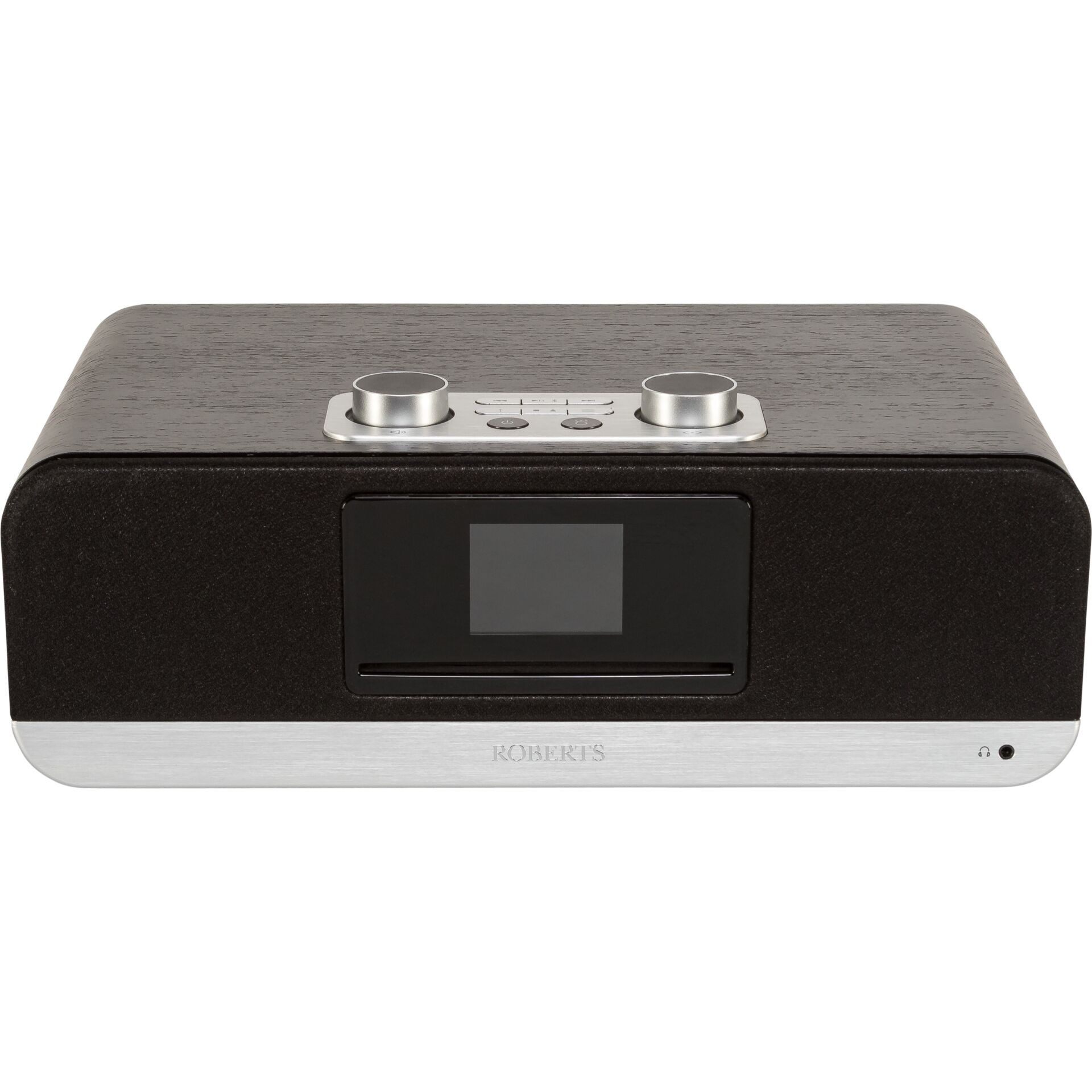 Kompaktanlage, Bluetooth-Lautsprecher, Holzoptik, Display, Metallboden