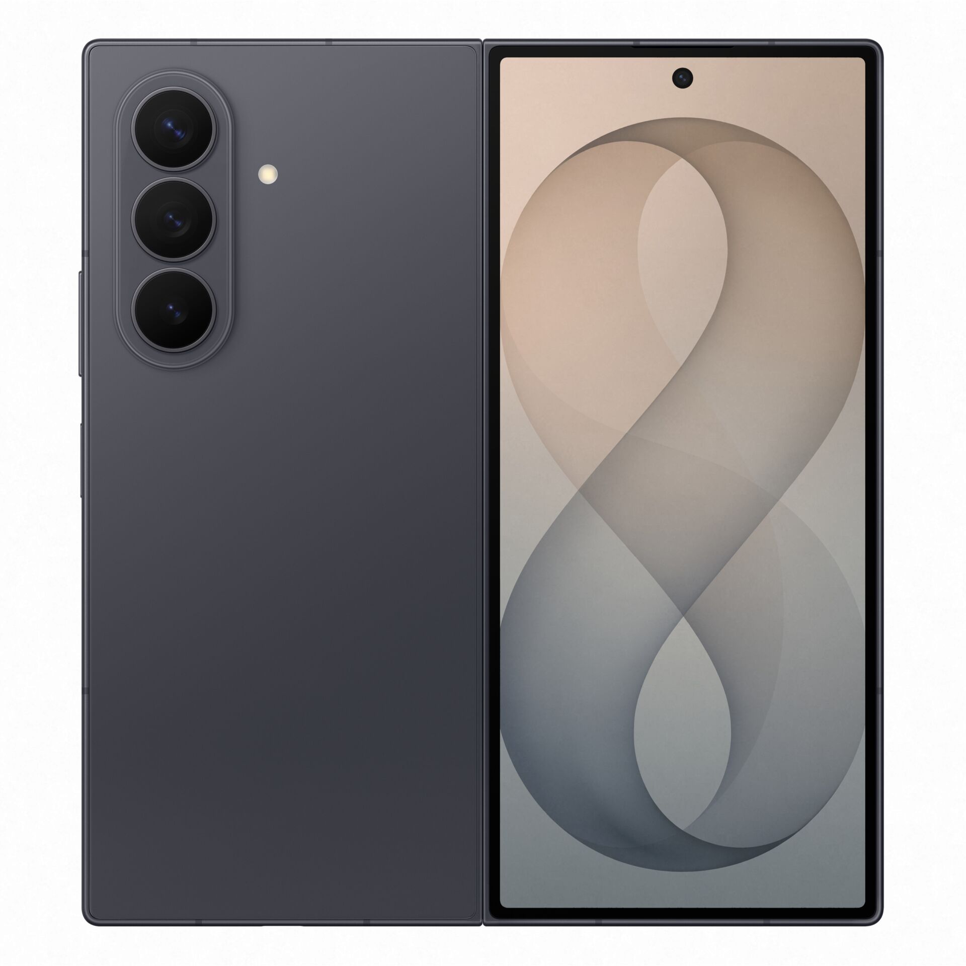 smartphone, drei-kamera, grau, rand-zu-rand-display, frontaussparung
