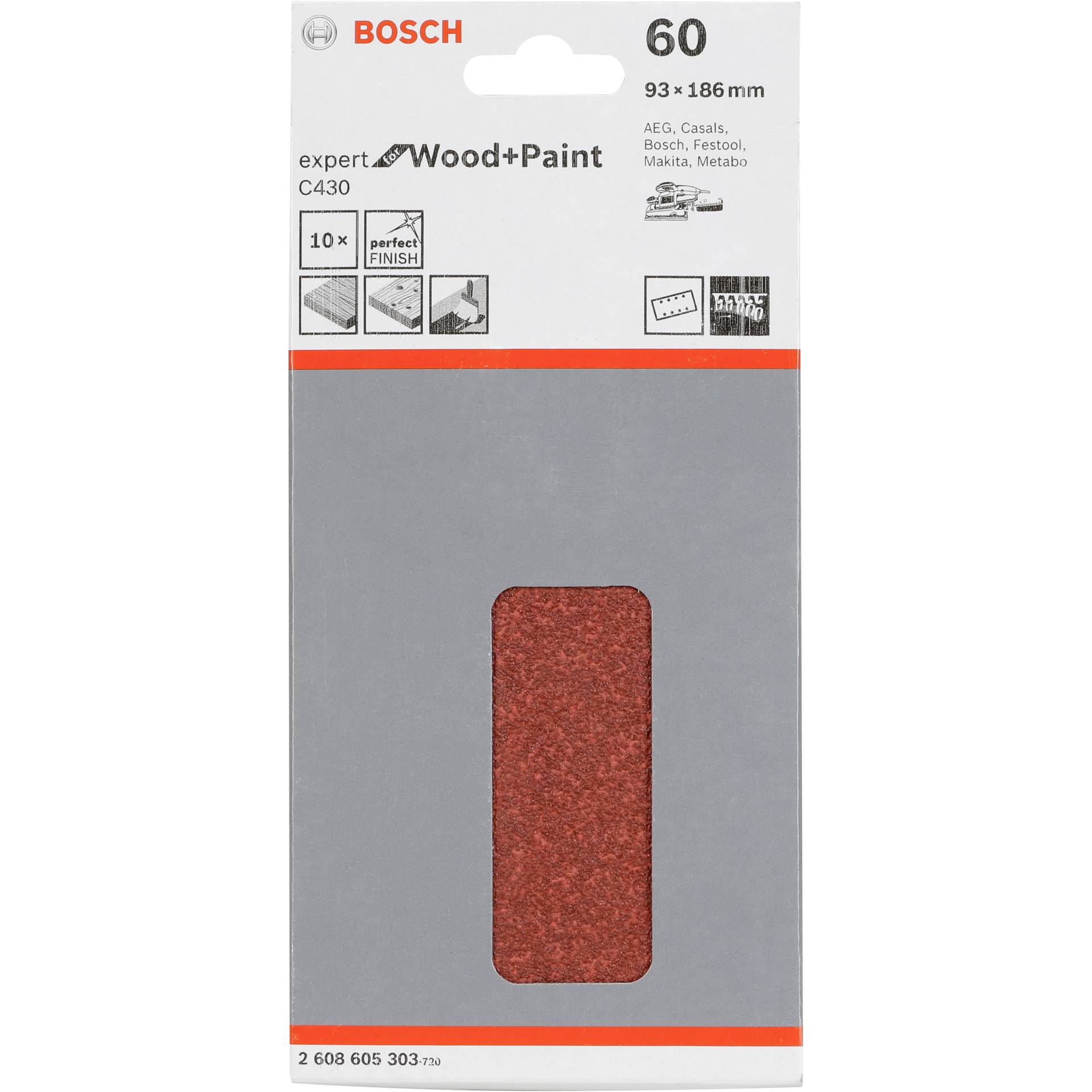 Bosch Schleifblatt C 430 Holz +  Lack 93x186MM Körnung 60 10 St.