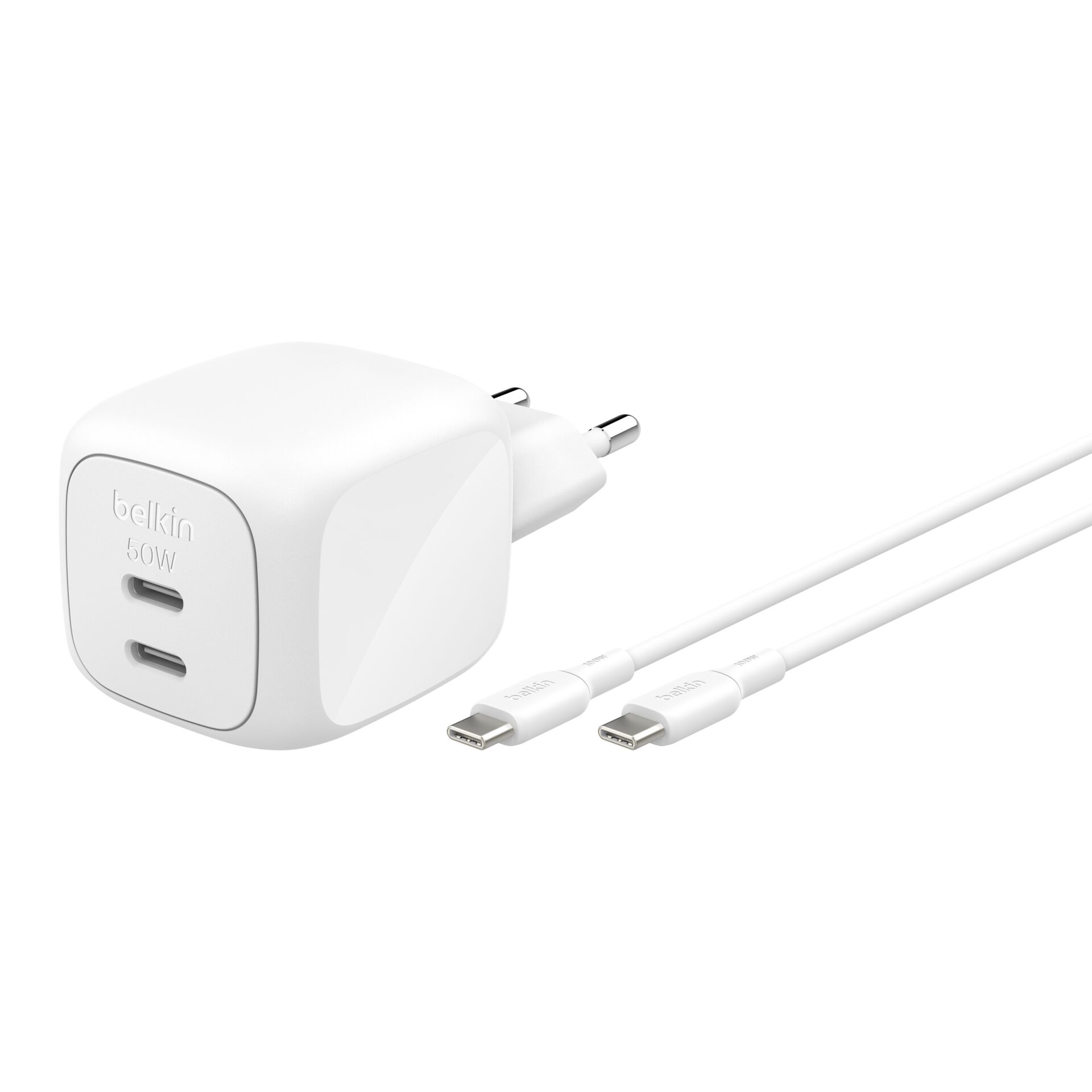 USB-C Ladeadapter, Wandladegerät, 30W, 2x USB-C, weiß