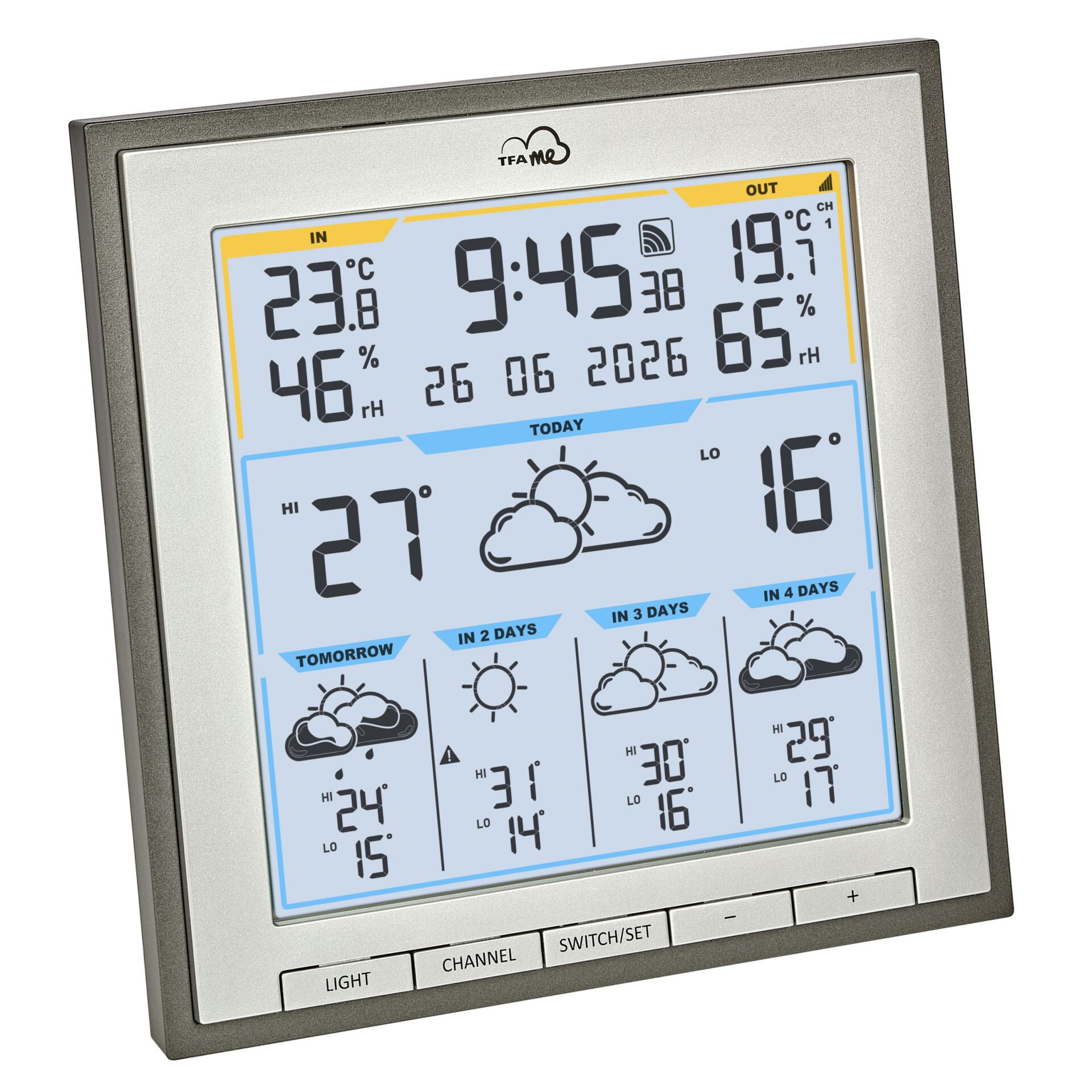 Wetterstation, digitale Anzeige, Wetter-Dashboard, Vorhersage, Sensorenpanel