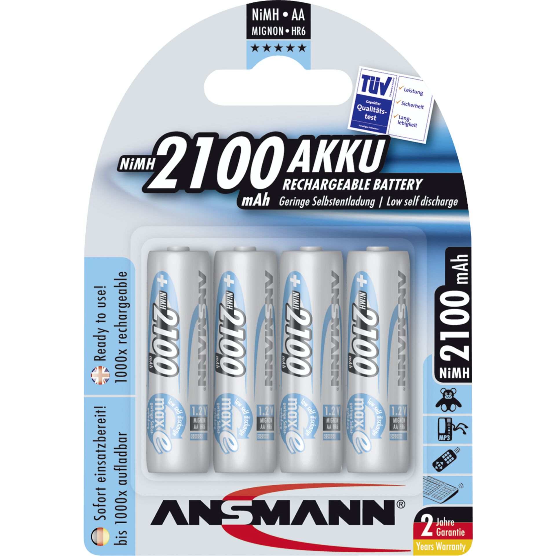 1x4 Ansmann maxE NiMH Akku  Mignon AA 2100 mAh       5035052
