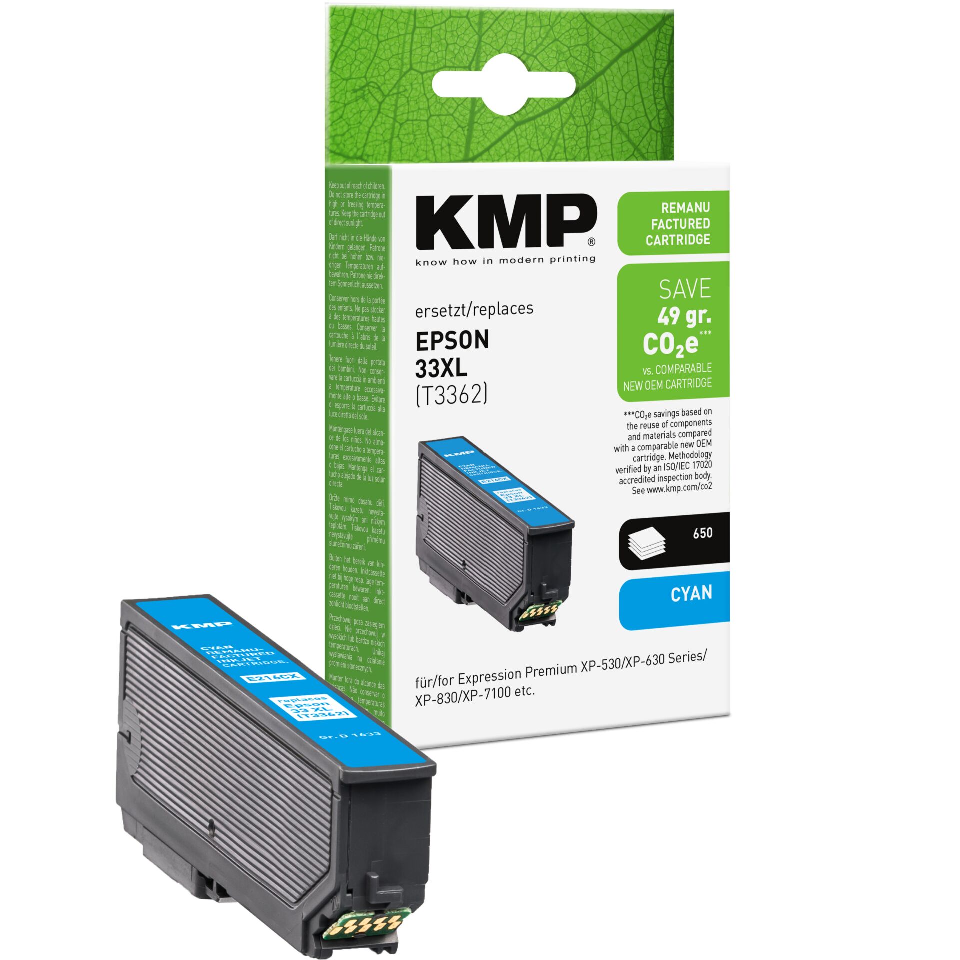 Adapter, Elektronik, Hardware, Computerausrüstung, QR Code, Tintenpatrone, KMP, Epson, Cyan, T3362