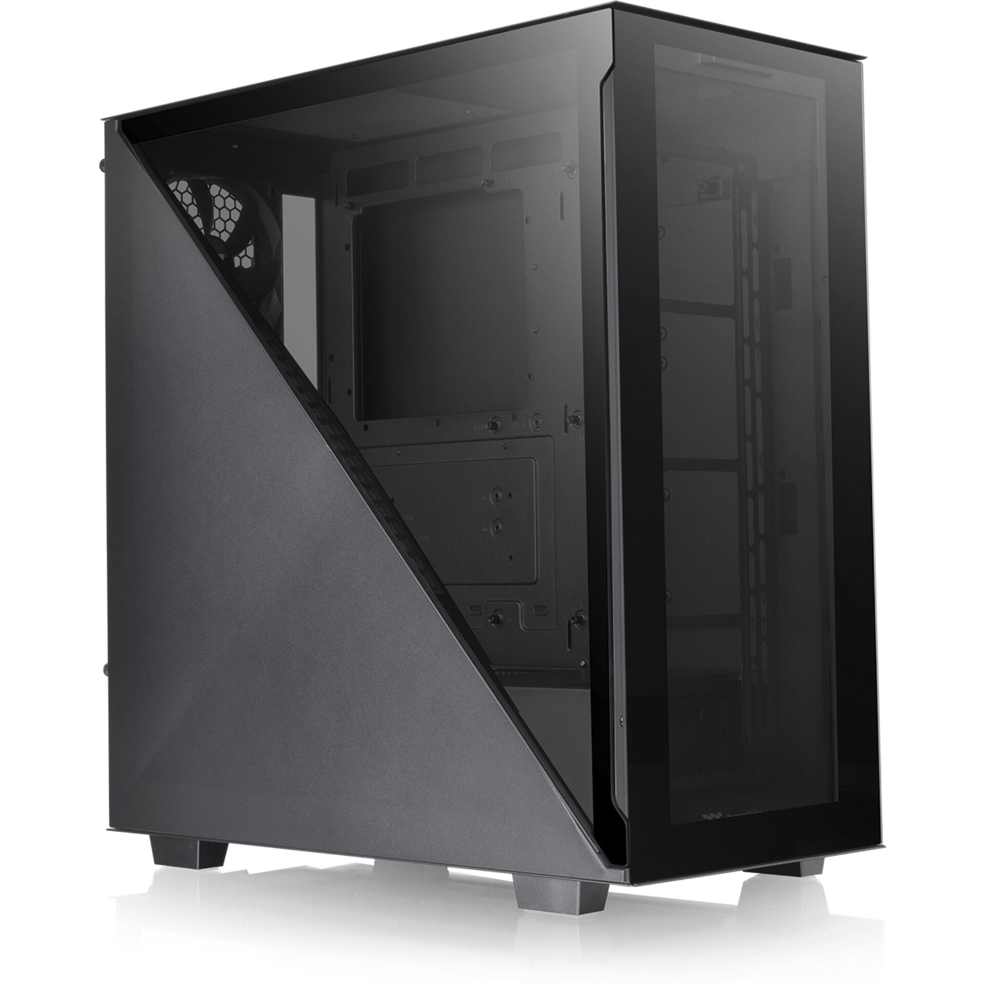 PC-Gehäuse, Mid-Tower, Schwarz, Glas-Seitenwand, Kabelmanagement