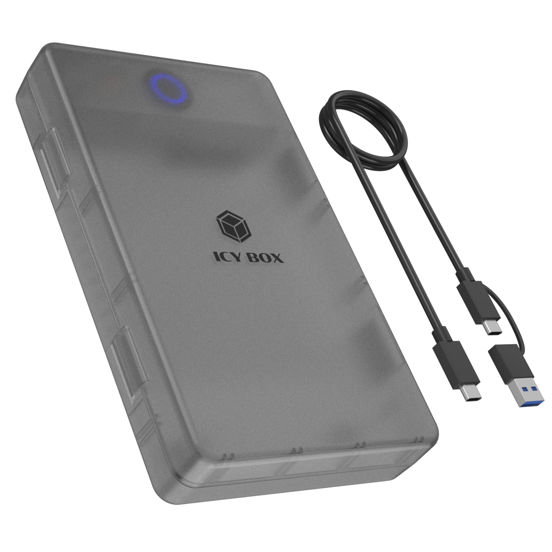 externer Akku, Stromversorgung, USB-C, USB-A, grau