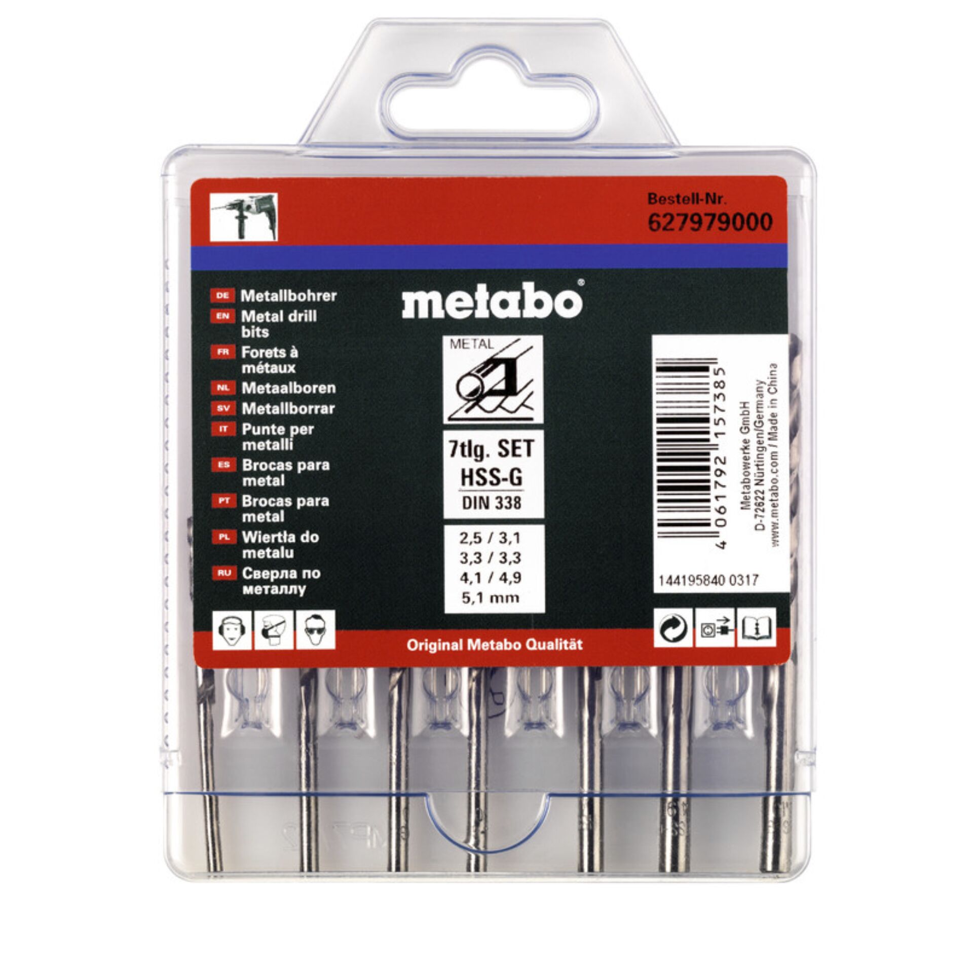Metabo HSS-G-Bohrerkassette  7-tlg.