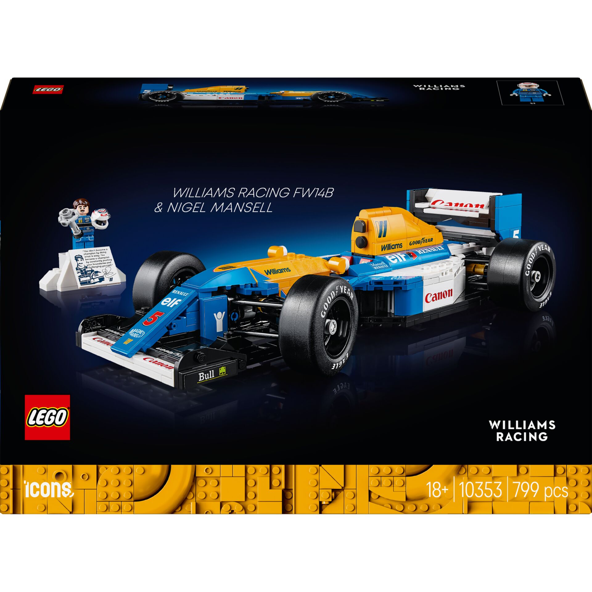 lego, rennwagen, Williams Racing, blau gelb, modellbauset