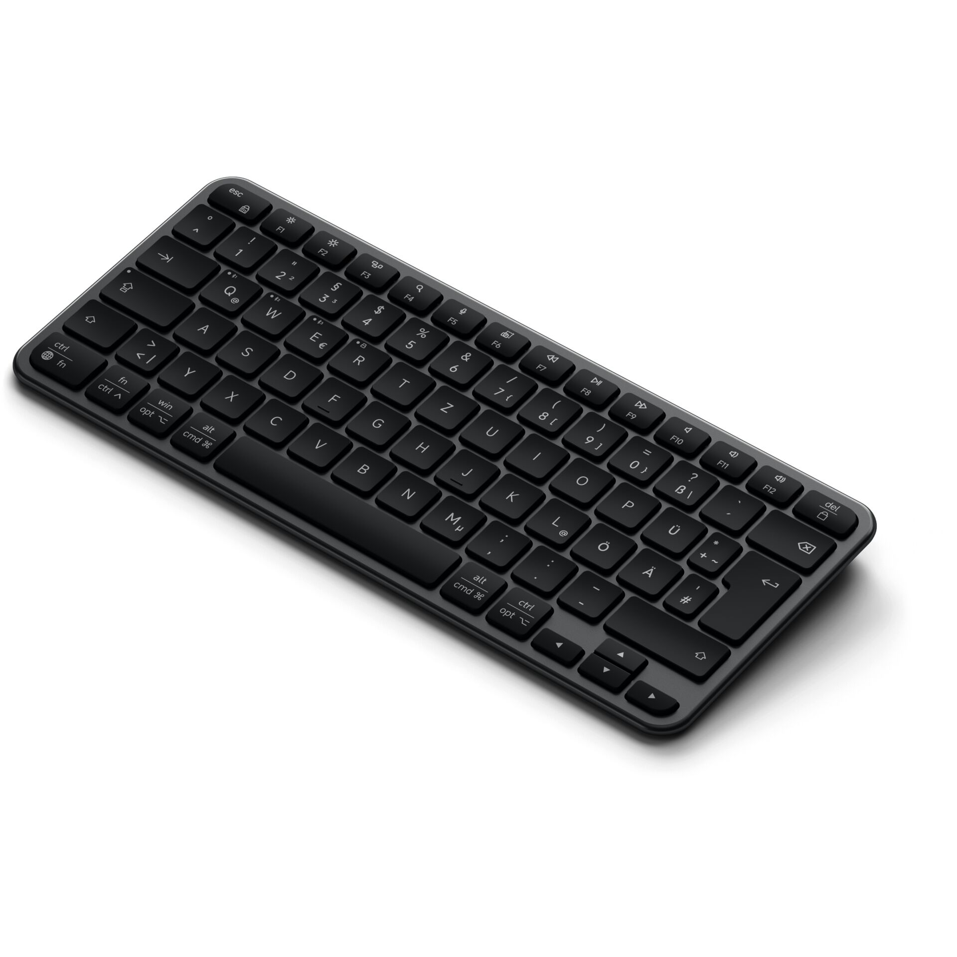 Tastatur, QWERTZ, kabellos, Kompakt, schwarz