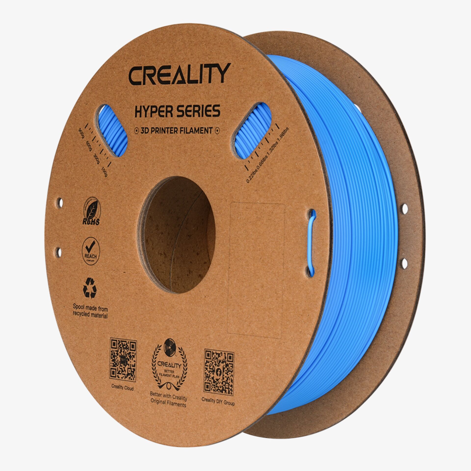 3D-Druck Filament, PLA Filament, Blau Filament, Hyper Series, Spule recycled material