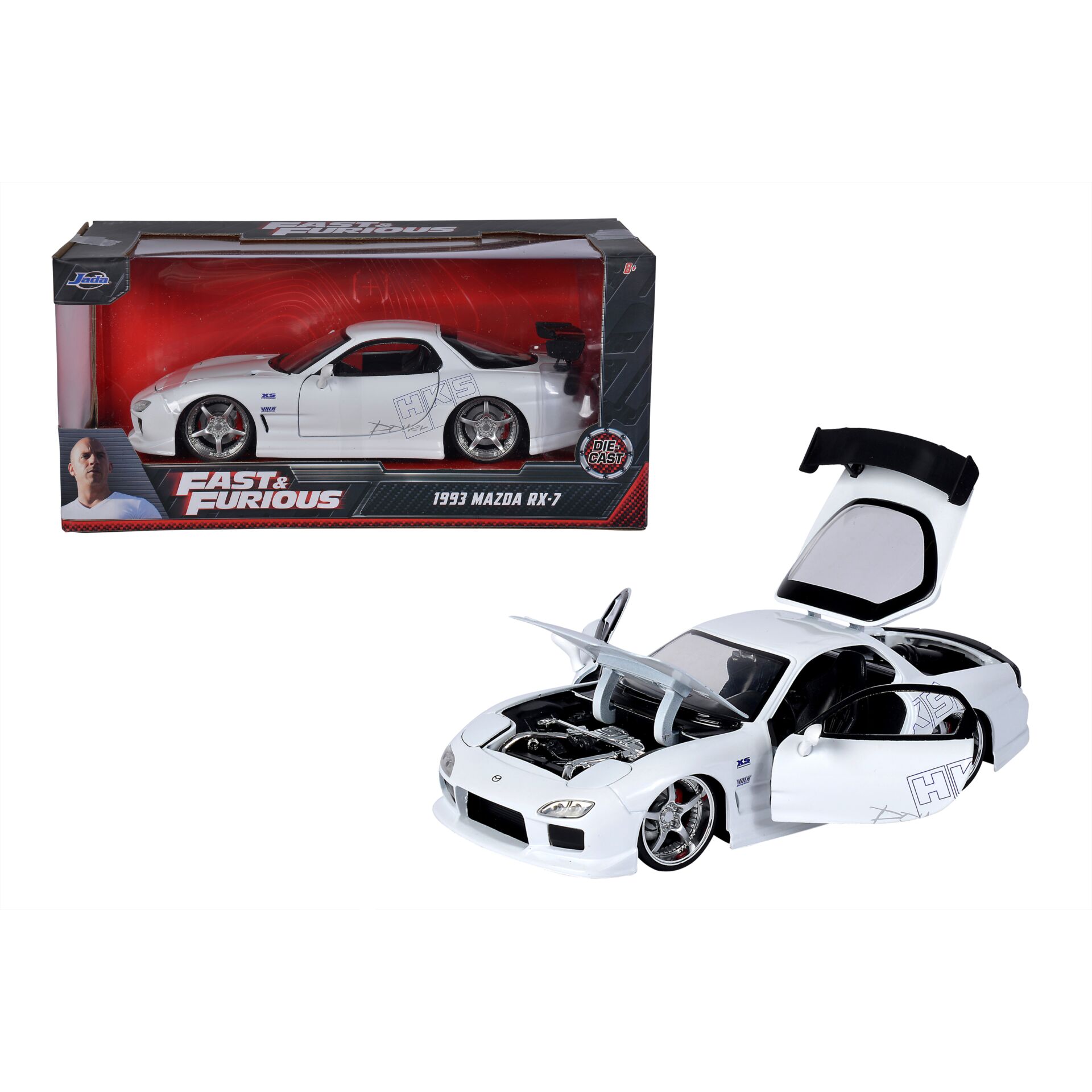 Modellauto, Weißes Auto, Die-Cast, Gullwing-Türen, Offene Motorhaube