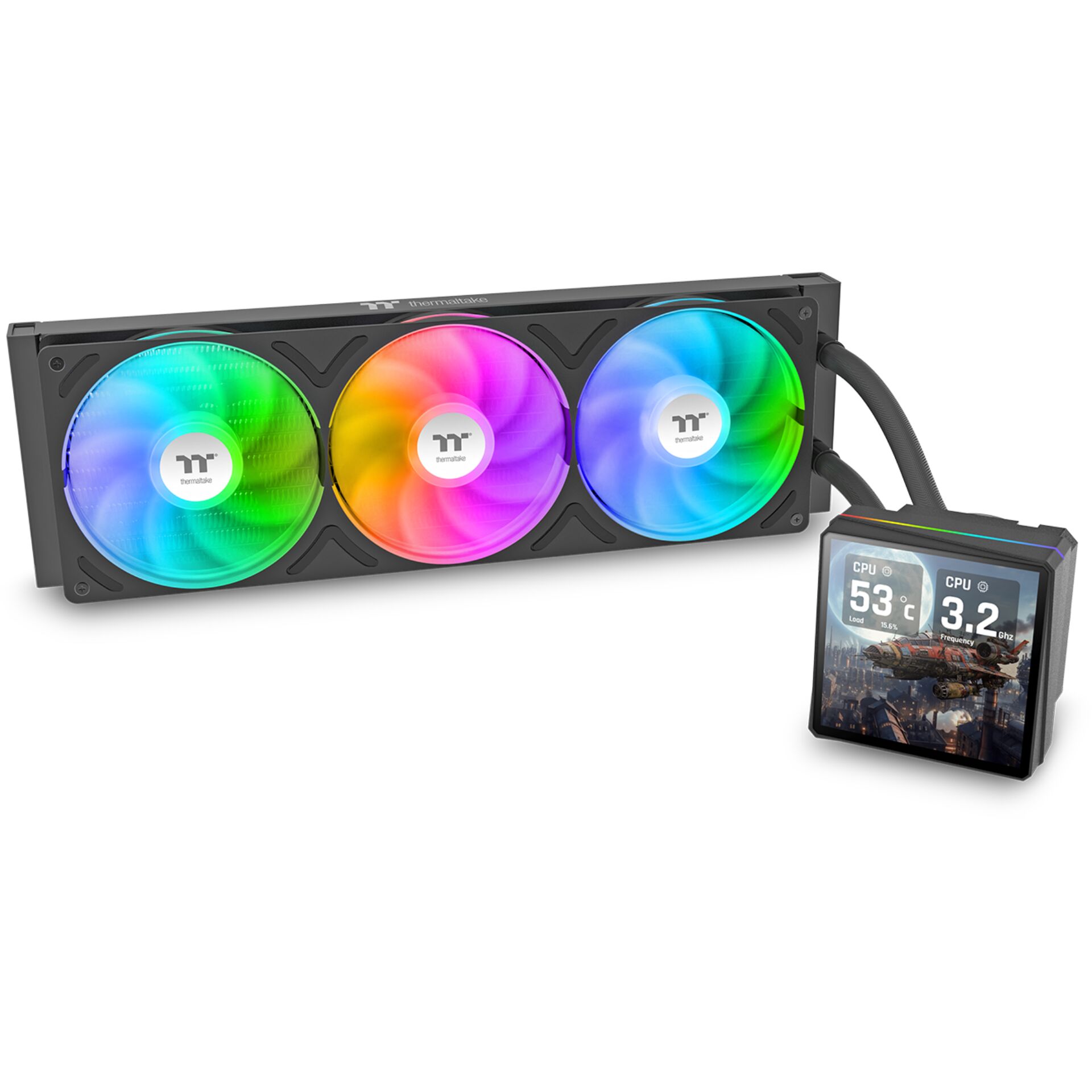 RGB, Flusskühler, Dreifach-Lüfter, CPU-Kühler, RGB-Beleuchtung