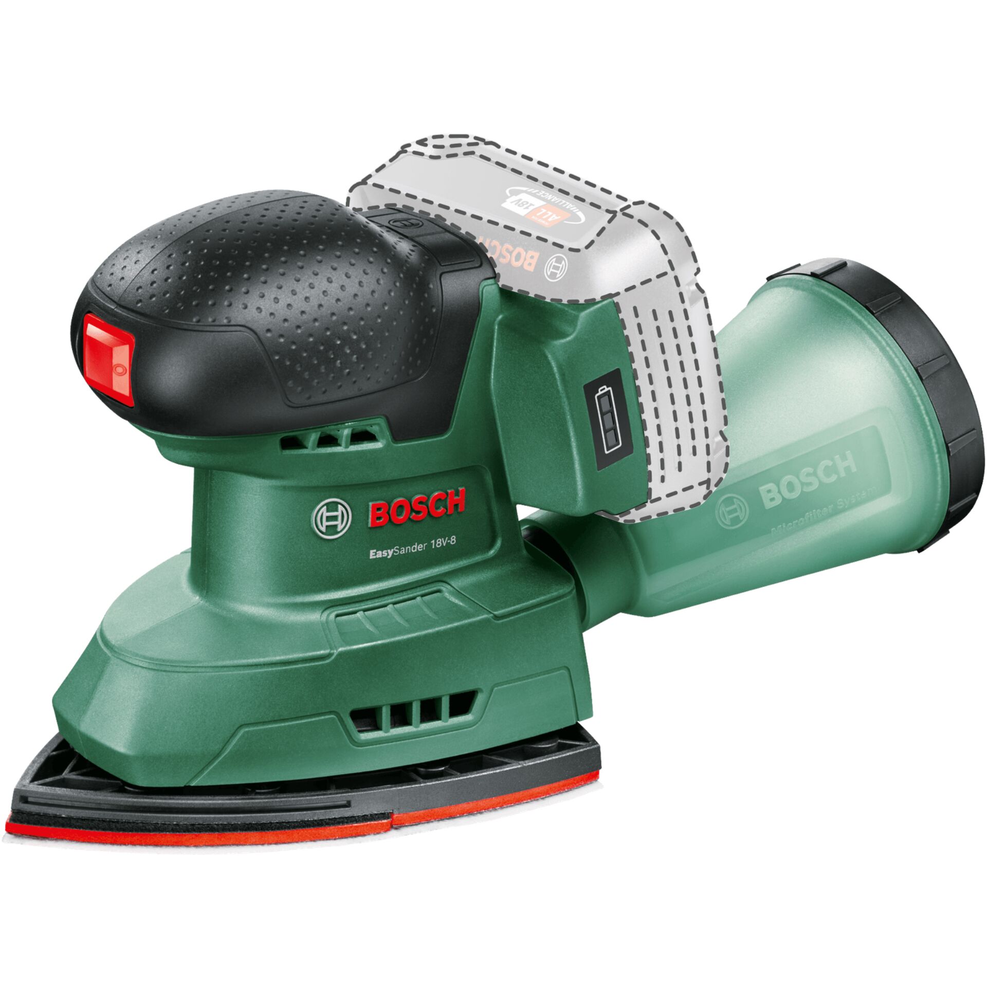 Exzenterschleifer, Bosch, 18V, Akku, Grün