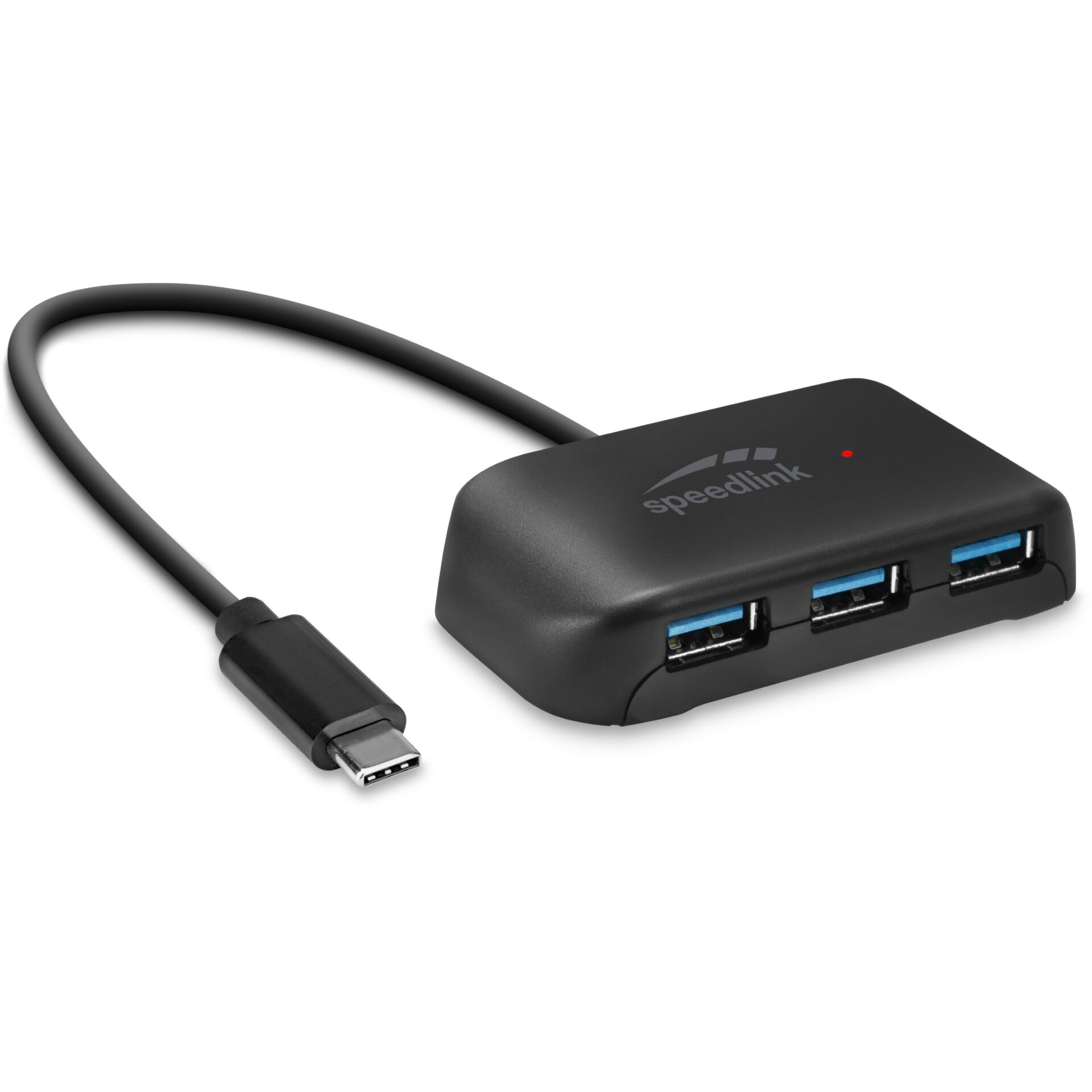 USB-C Hub, 4-Port USB, USB 3.0, Hub mit Kabel, Schwarz