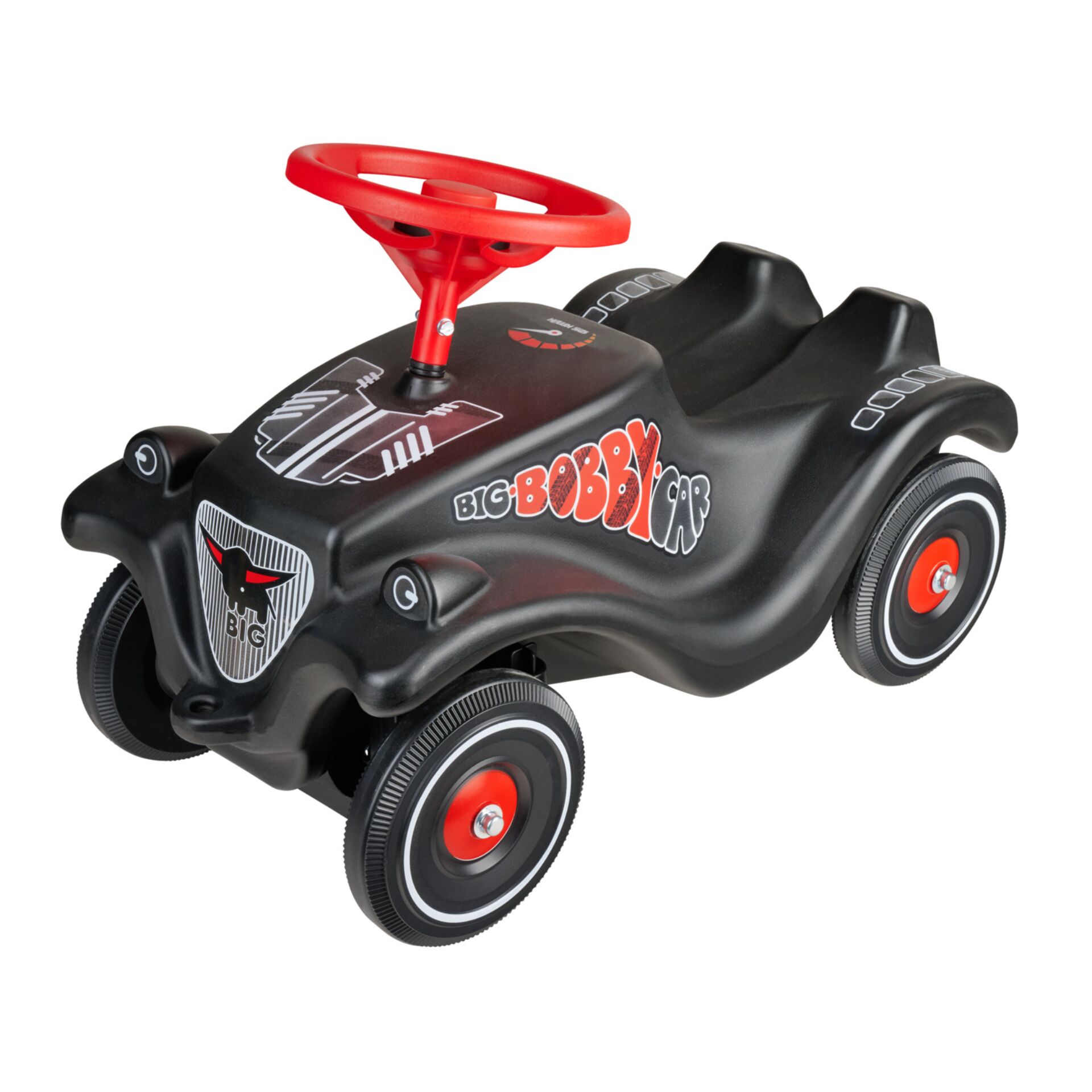 Rutschauto, Kinderfahrzeug, Gummireifen, Rot-schwarz, Steuerbar
