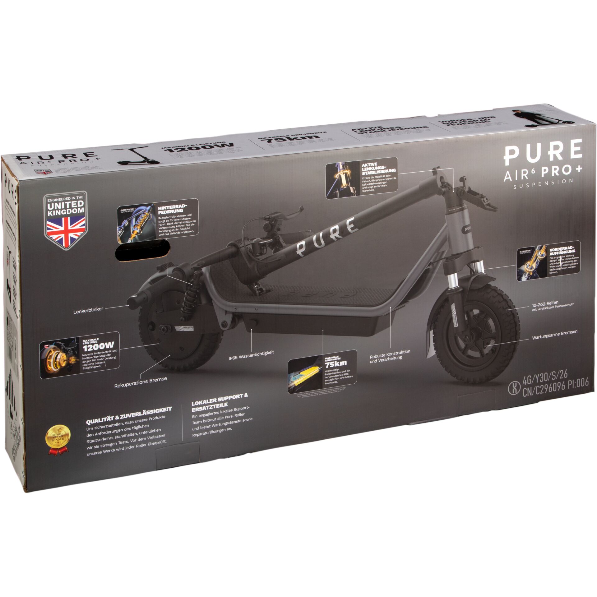 E-Bike, Suspension, Paketbox, 600W, Reifen 10 Zoll
