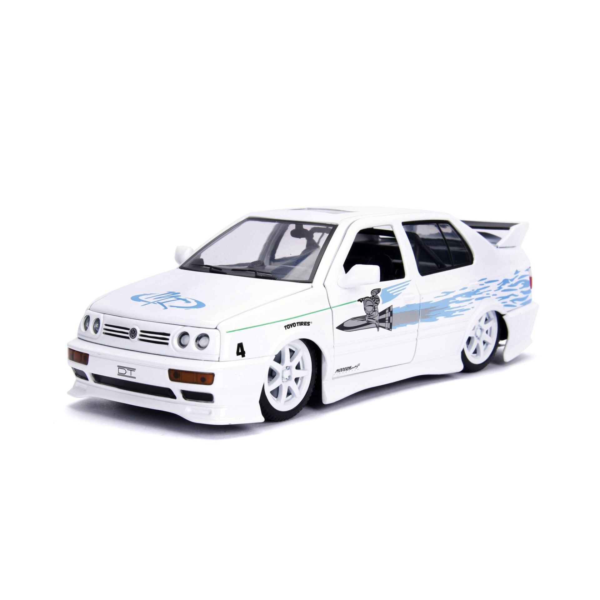 Fernbedientes Auto, Kleinwagen, weiße Karosserie, Rennsport-Design, Styling-Aufdruck