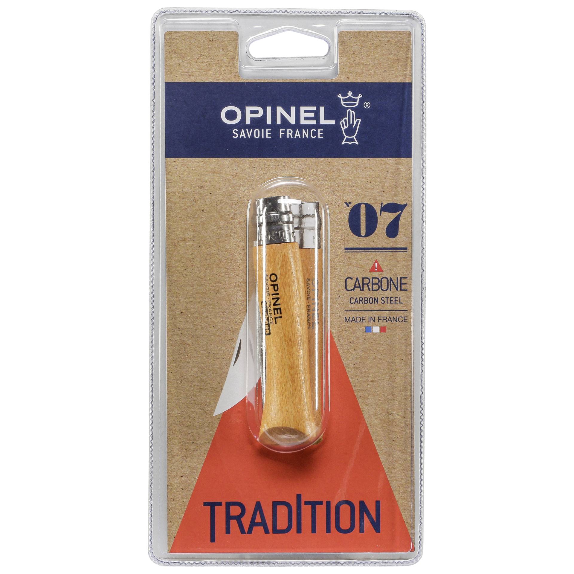 Opinel Taschenmesser No. 07  Carbonklinge mit Holzgriff