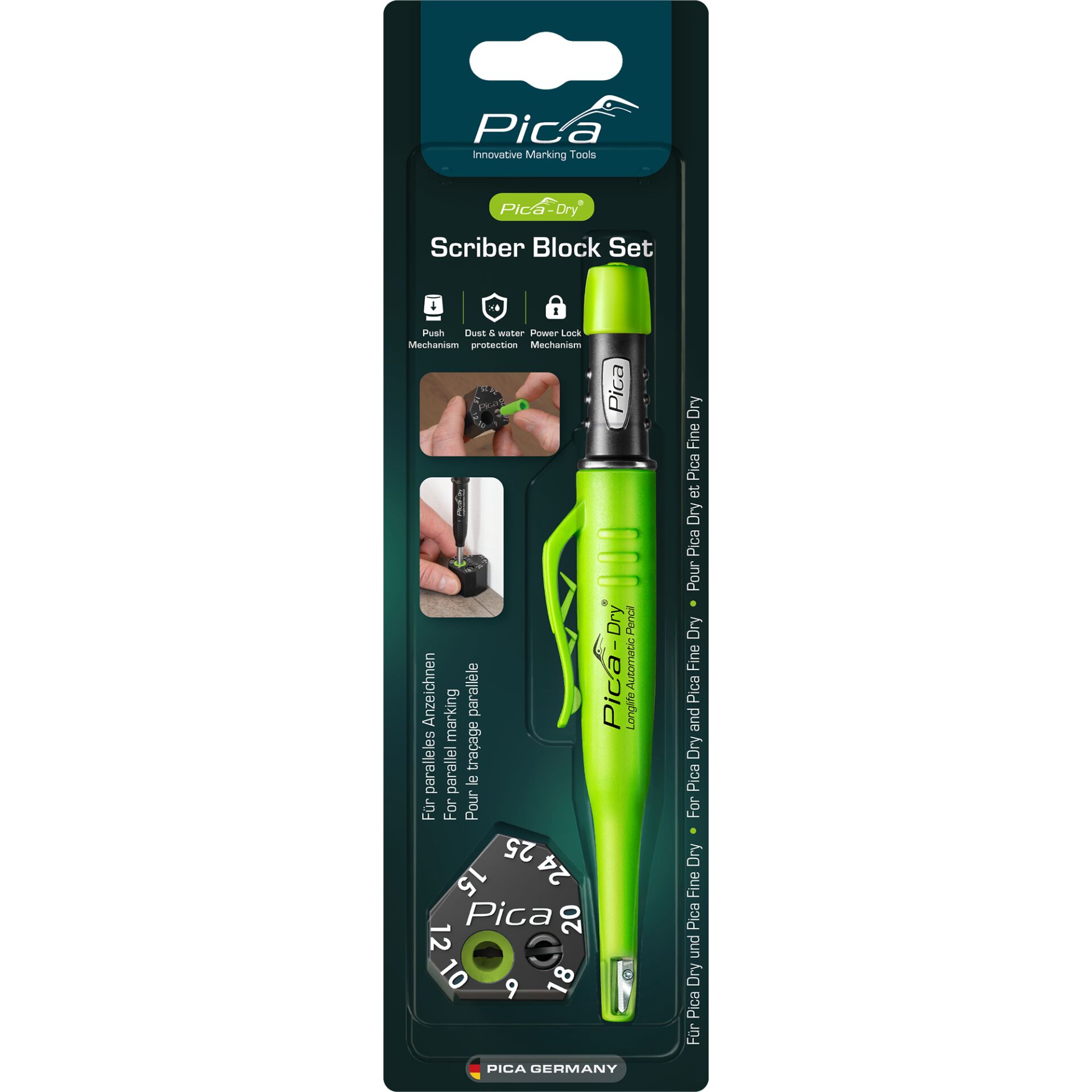 Scriber, Block Set, Pica Dry, Rotary pen, Drehkappe
