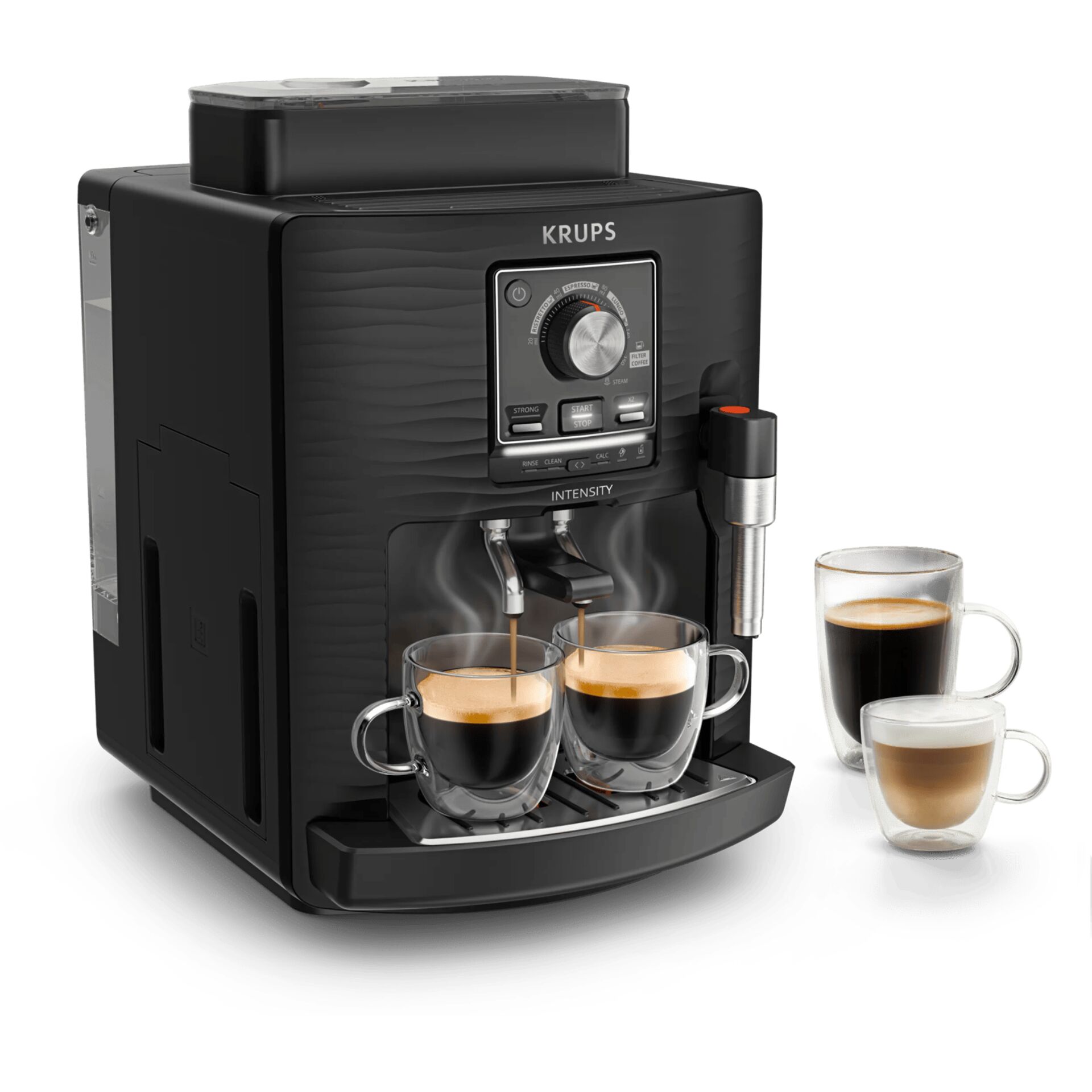 Kaffeemaschine, Espresso-Maschine, Kaffeeautomat, Intensität-Regler, Milchschaum-Behälter