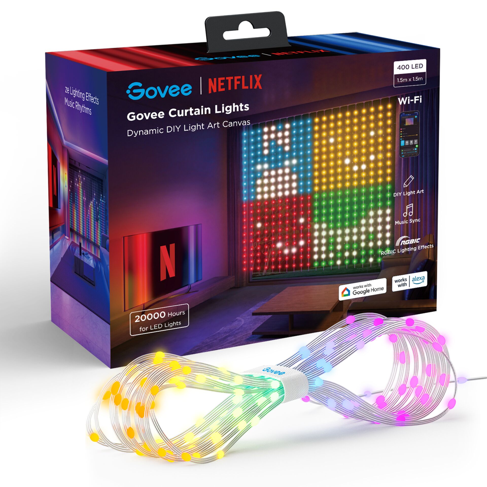 LED-Lichter, Vorhanglichter, RGB, Lichterkette, Smart-Home
