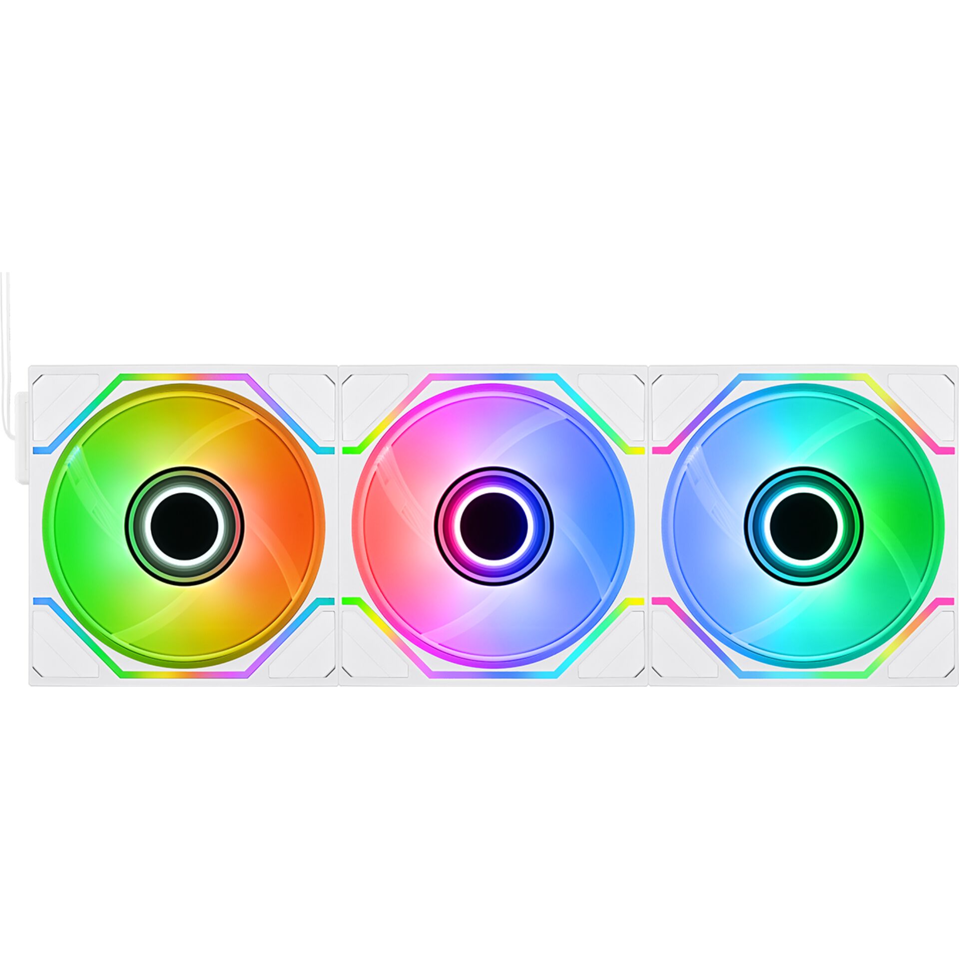 RGB-Lüfter, ARGB, 3x120mm, PC-Kühlung, weisser Rahmen