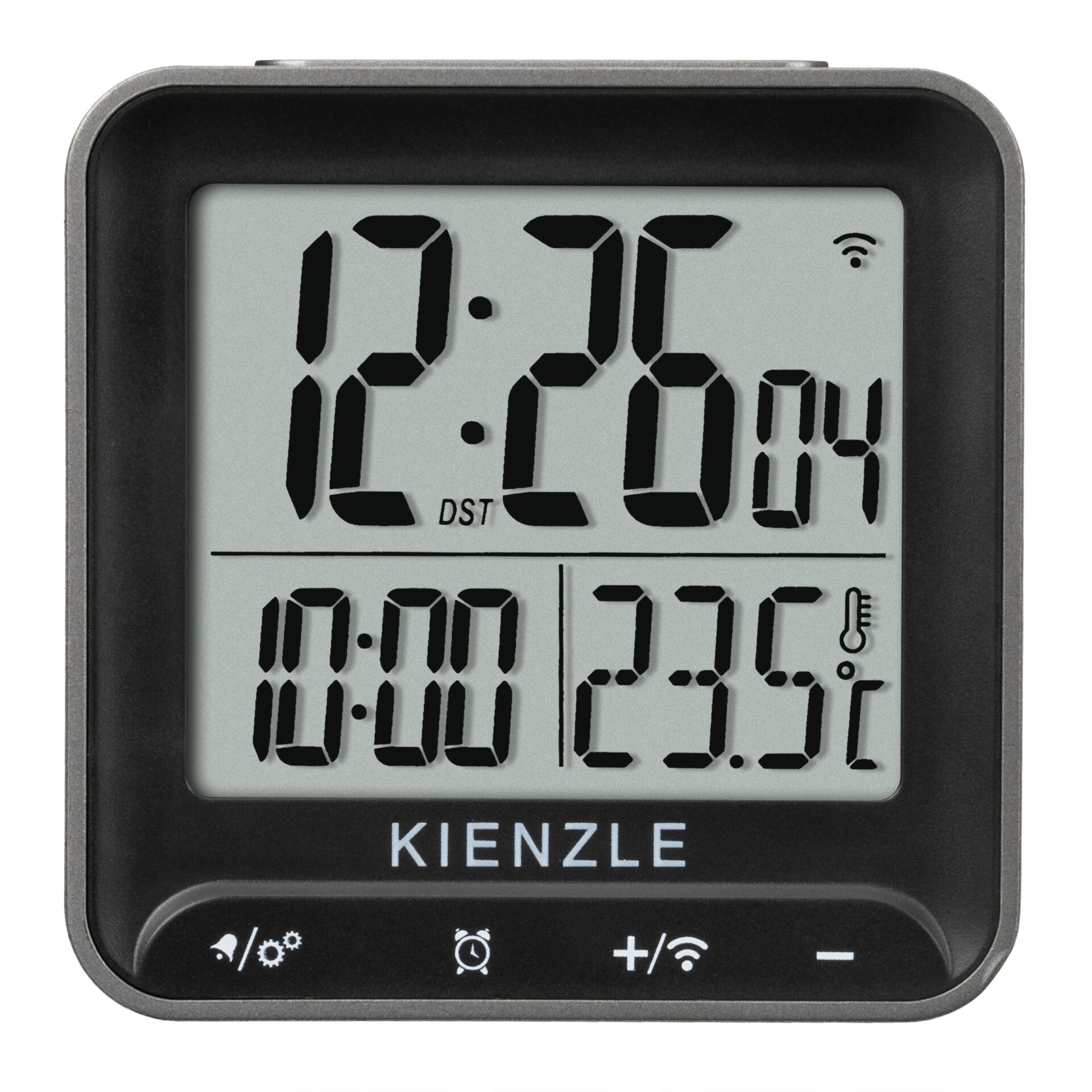 digital clock, Wetterstation, Thermometer, LCD-Anzeige, Kienze-Marke (Logo)