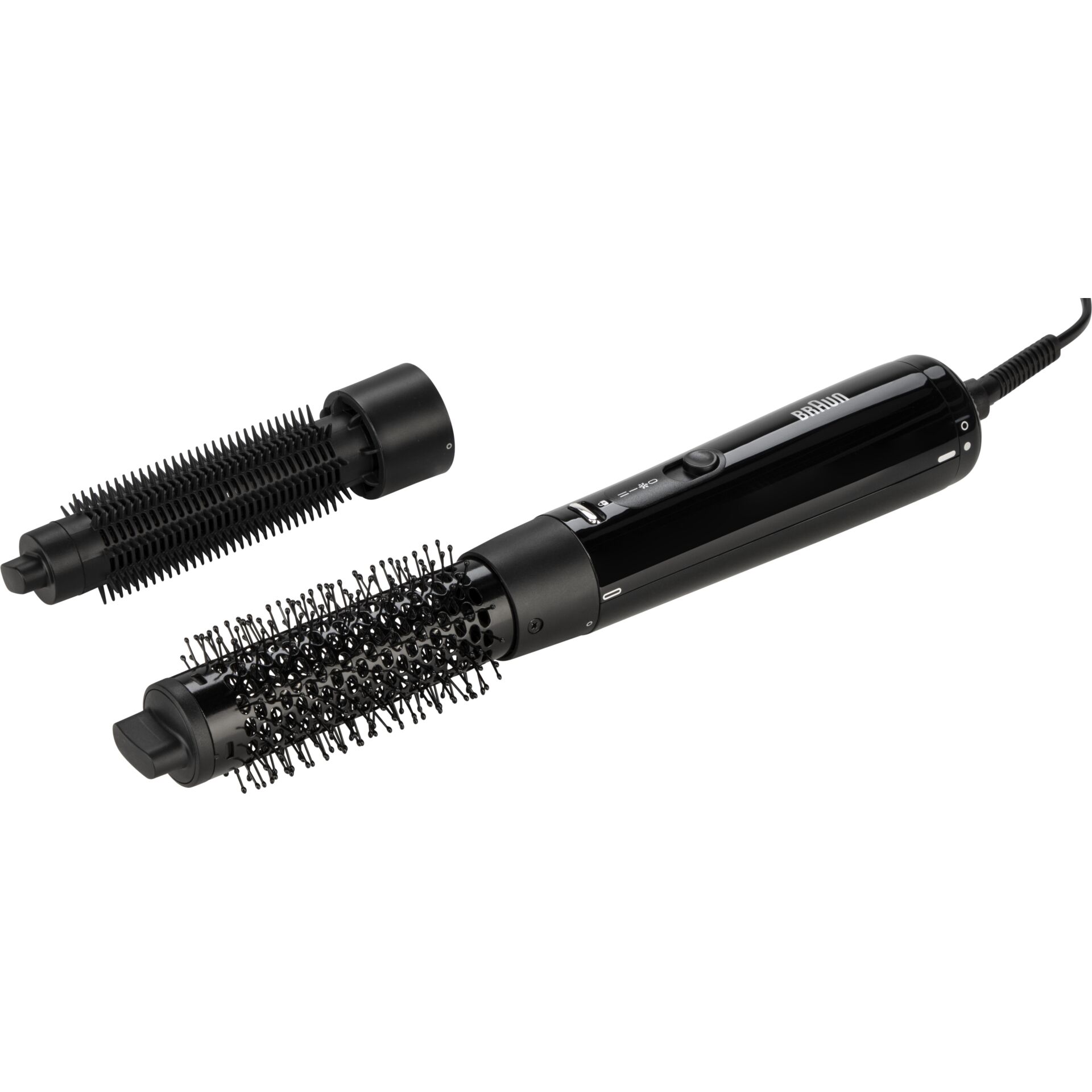 Haartrockner, Glättbürste, Rotierbürste, Kabelgebunden, Schwarz