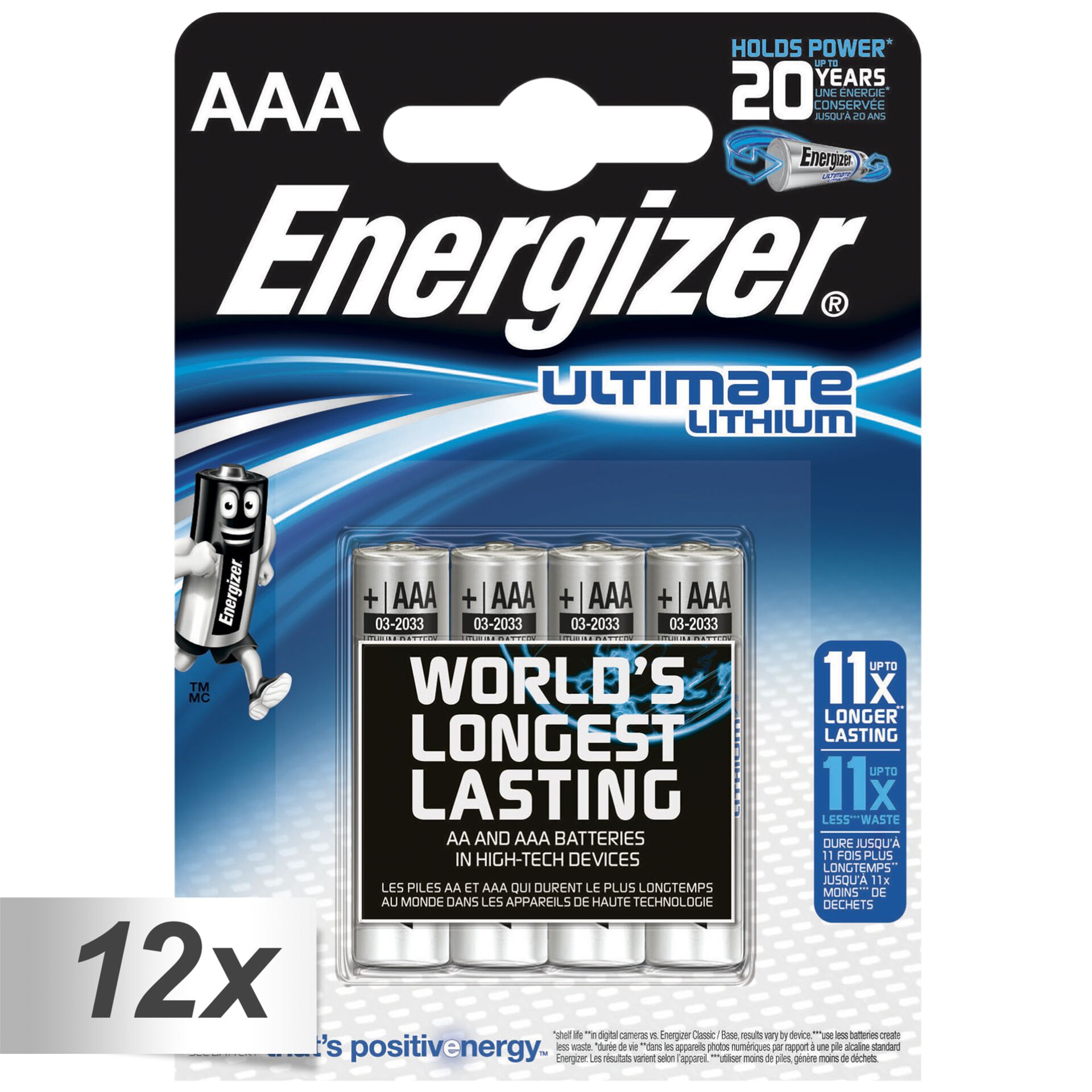 12x4 ENERGIZER Ultimate Lithium  Micro AAA LR 03 1,5V