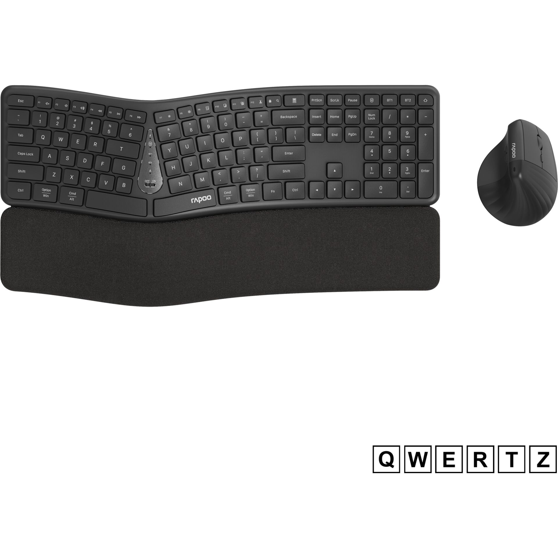 Tastatur, kabellos, ergonomisch, Maus, Unterlage