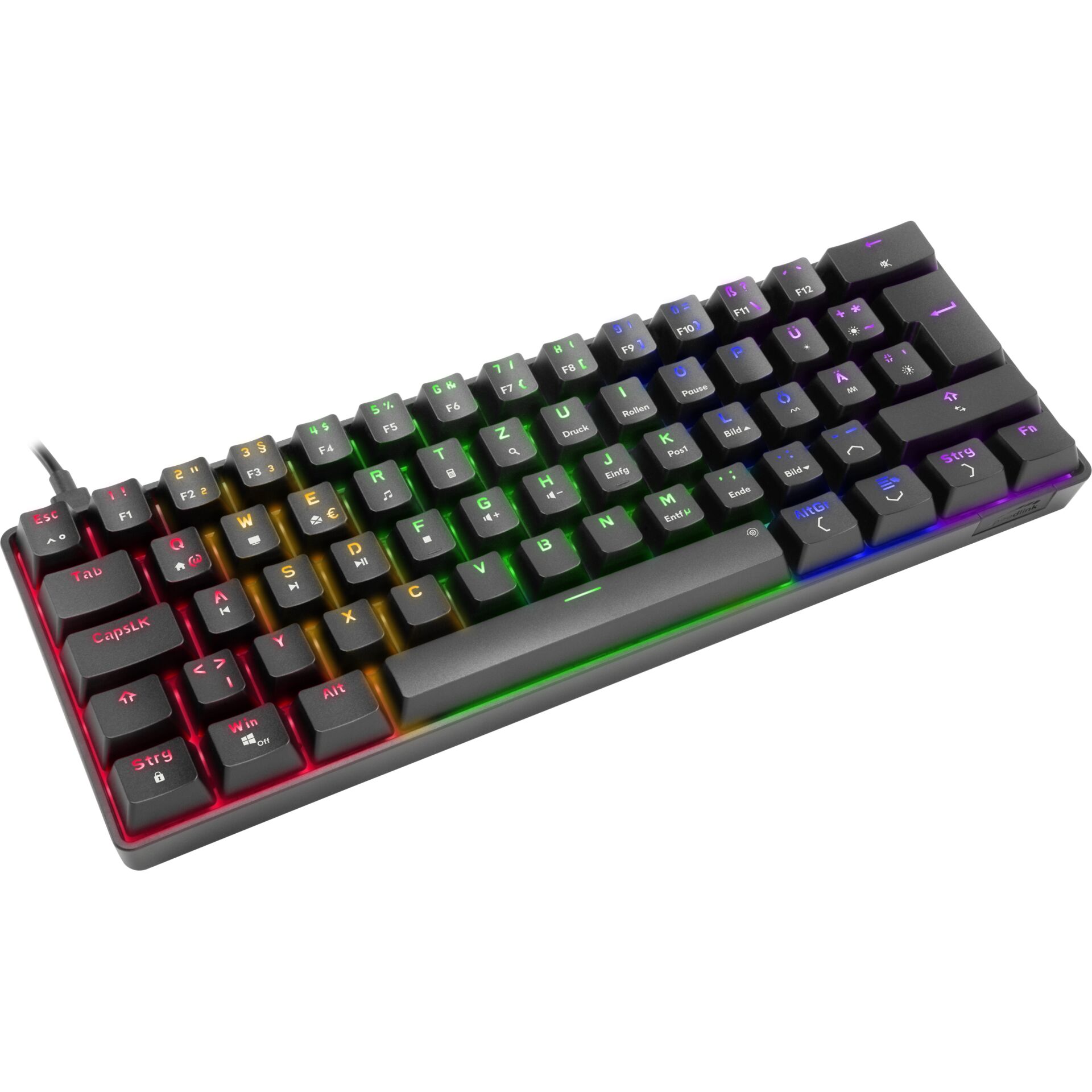 Gaming-Tastatur, RGB-Beleuchtung, Mechanische Tasten, Verkabelt, Kompakt