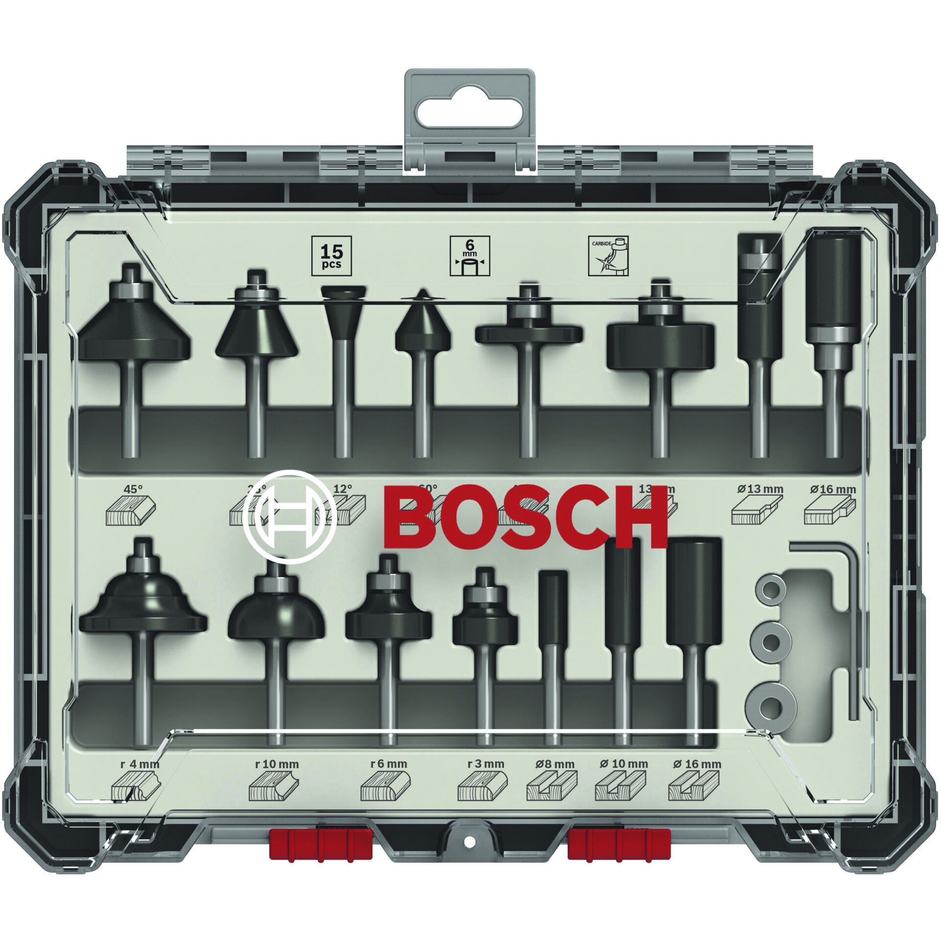 Bosch 15 tlg Mixed Fräser Set  6mm Schaft
