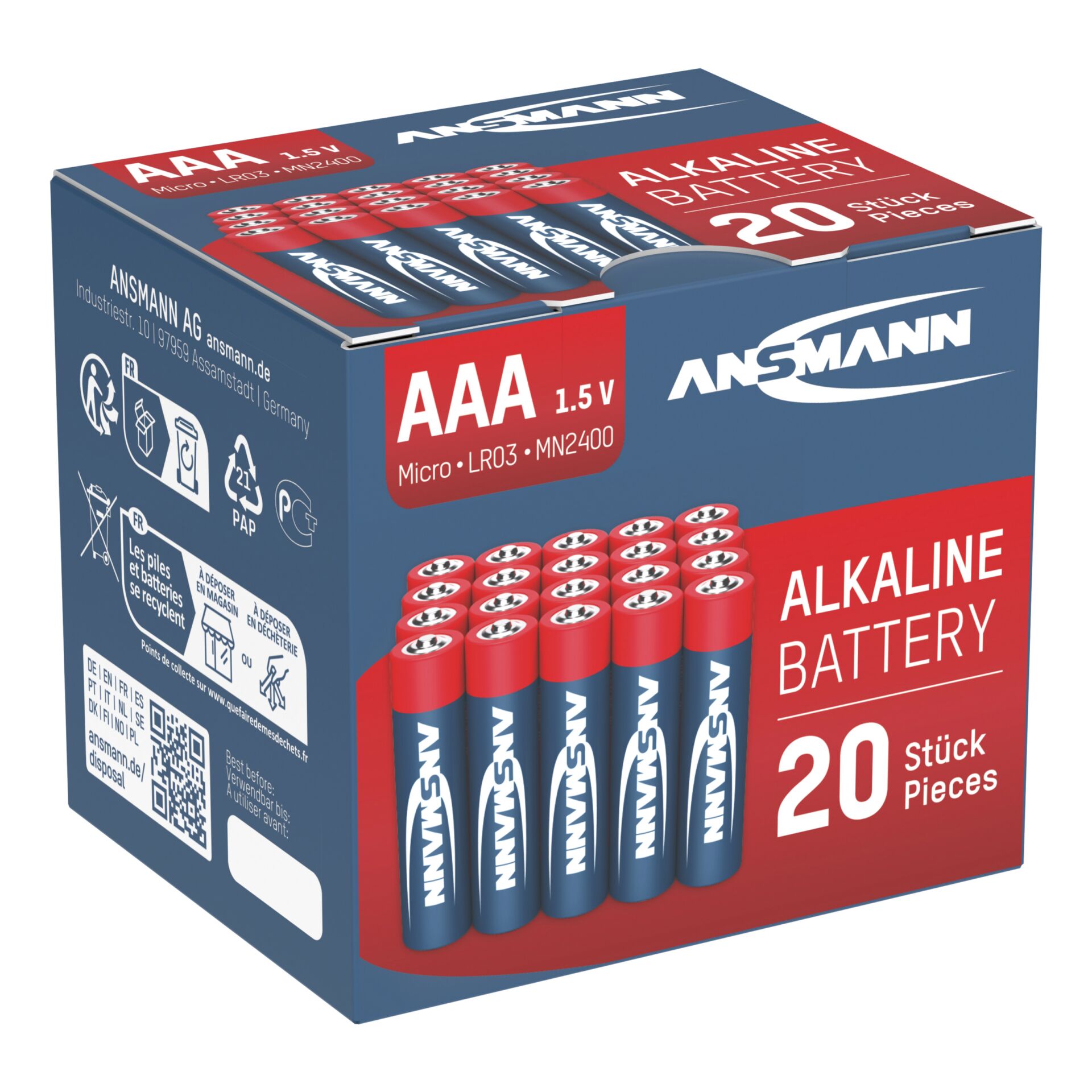 1x20 Ansmann Alkaline Micro AAA  LR 03 red-line Box       5015538