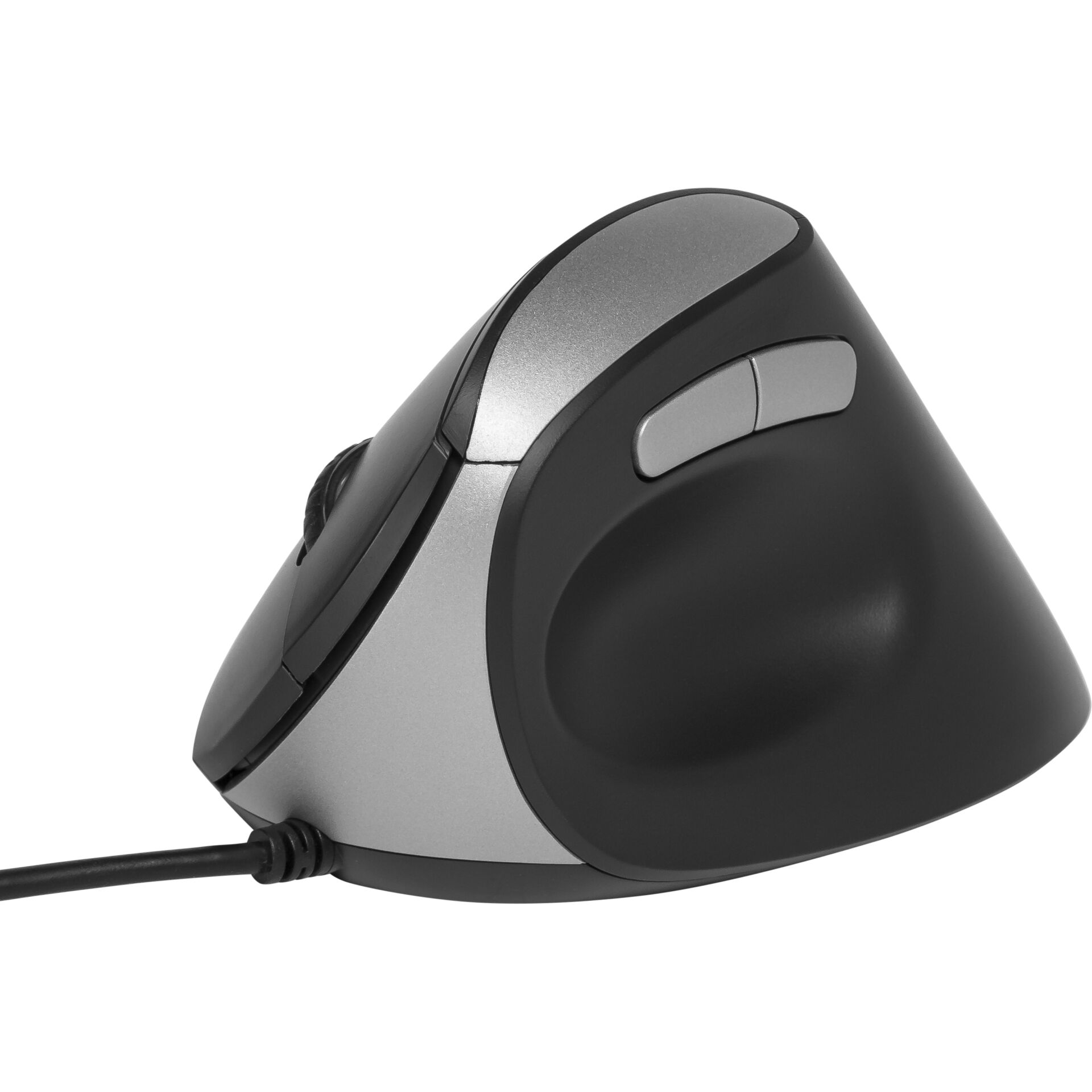 ergonomischer Maus, mit Kabel, horizontal Scrollrad, silber-schwarz, USB-Maus