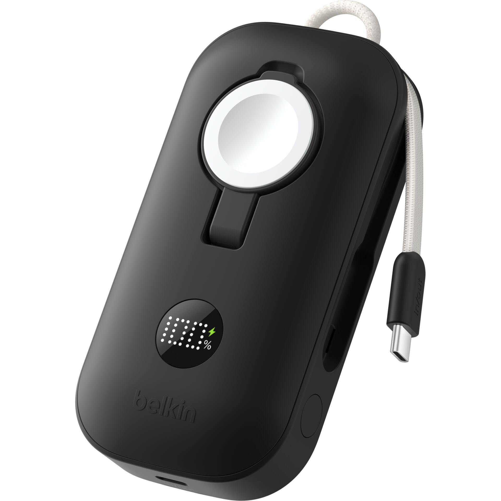 Powerbank, LED-Ladegerät, USB-C, Schwarz, Tragbar