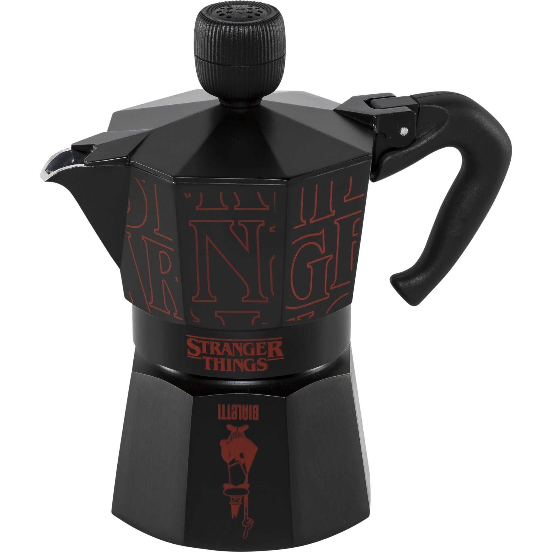 Kaffeekanne, Espressokanne, Aluminium, Schwarz, Stranger Things