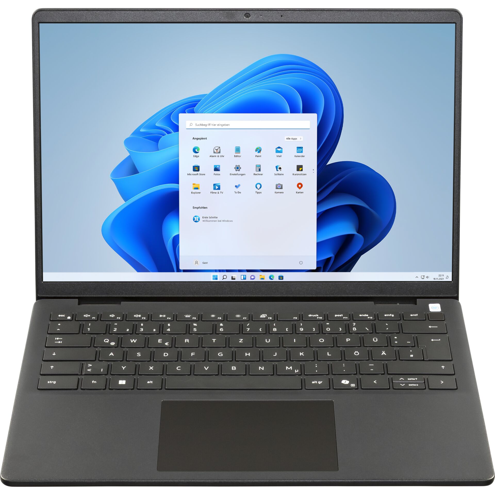 laptop, 16GB RAM, Windows-Laptop, schwarz, Tastatur