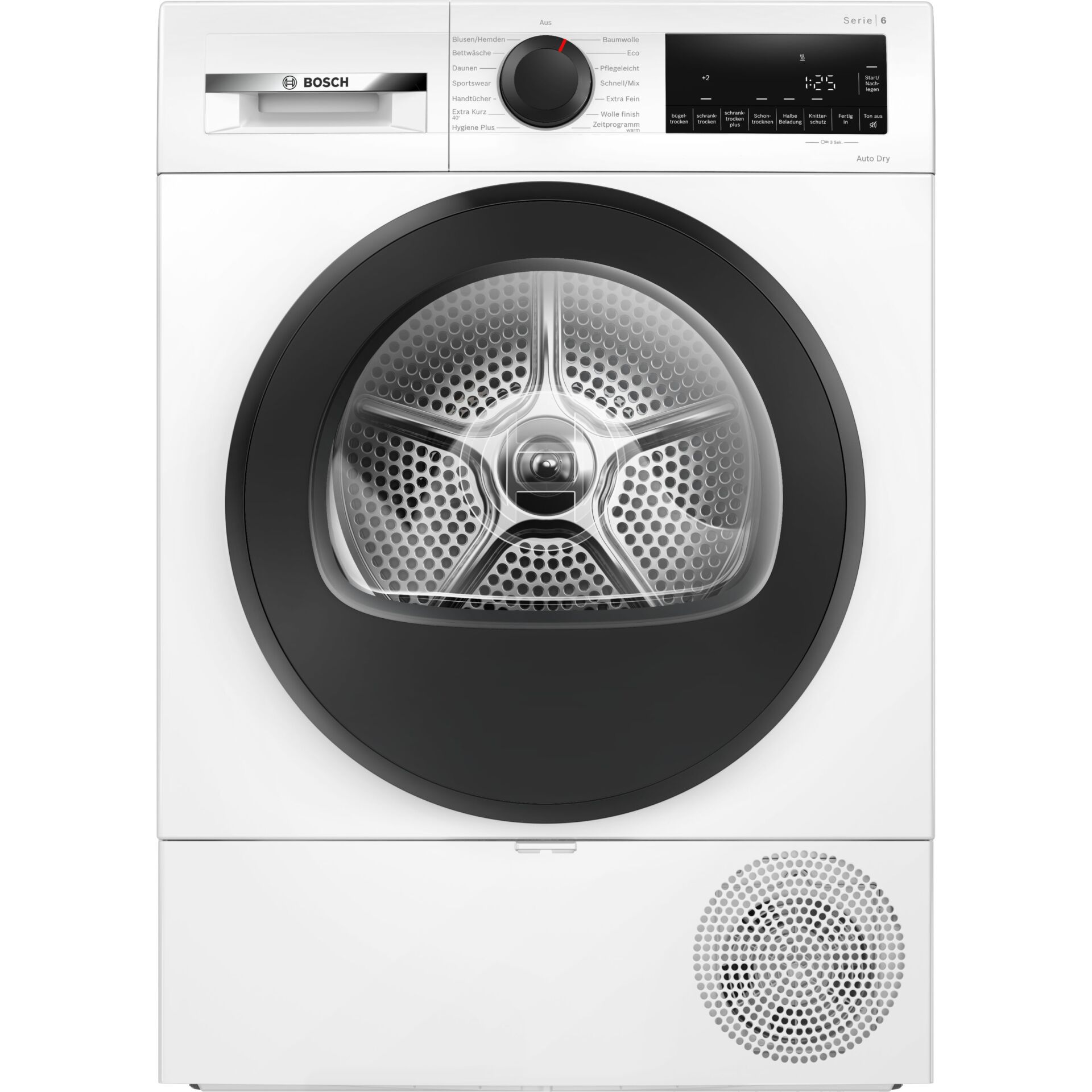 Waschmaschine, Frontlader, Große Trommel, Weiß, Schwarz