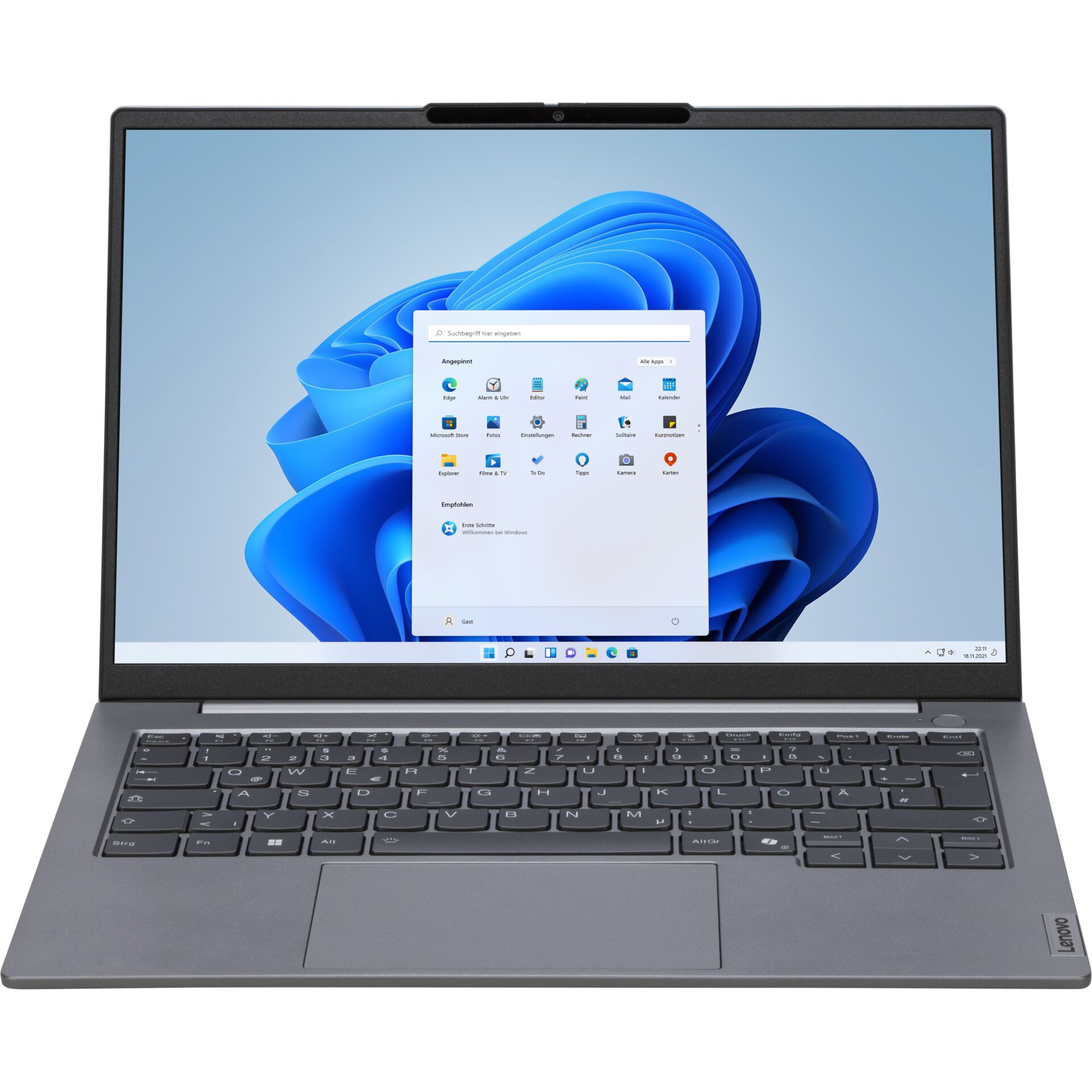 laptop, 14 Zoll, Grau, Tastatur, Windows