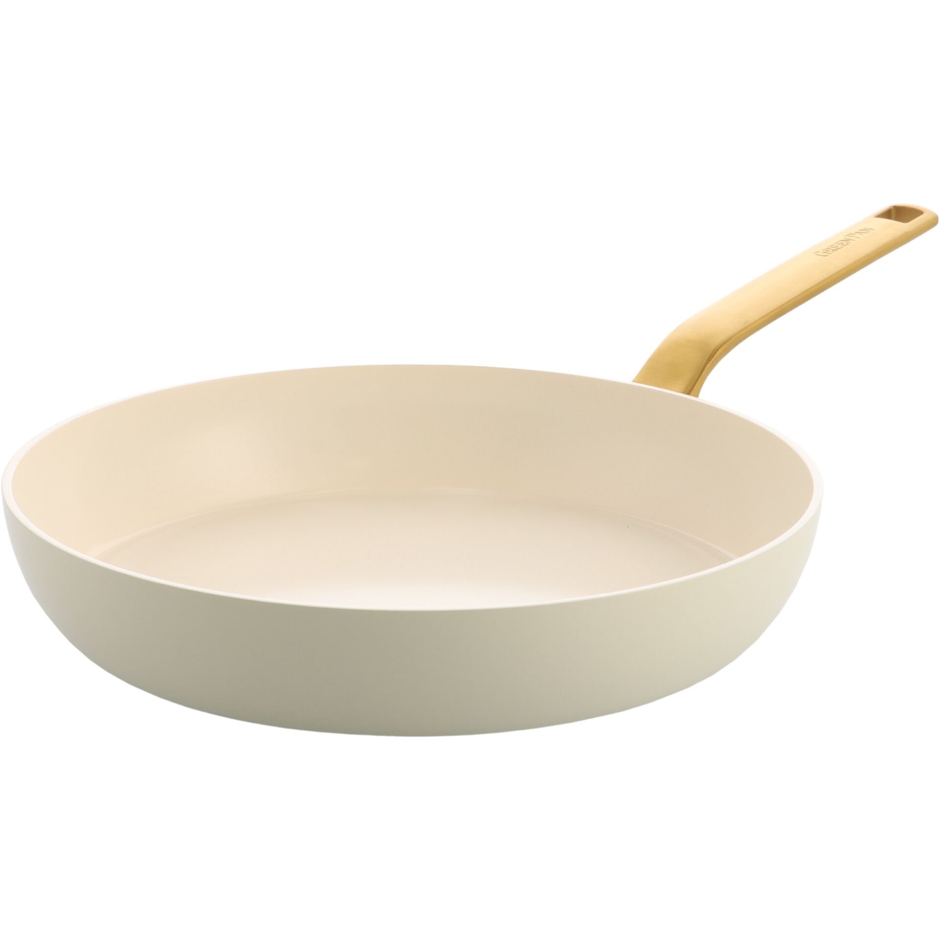 Pfanne, Bratpfanne, Antihaft, Holzkern-Griff?, Beige?