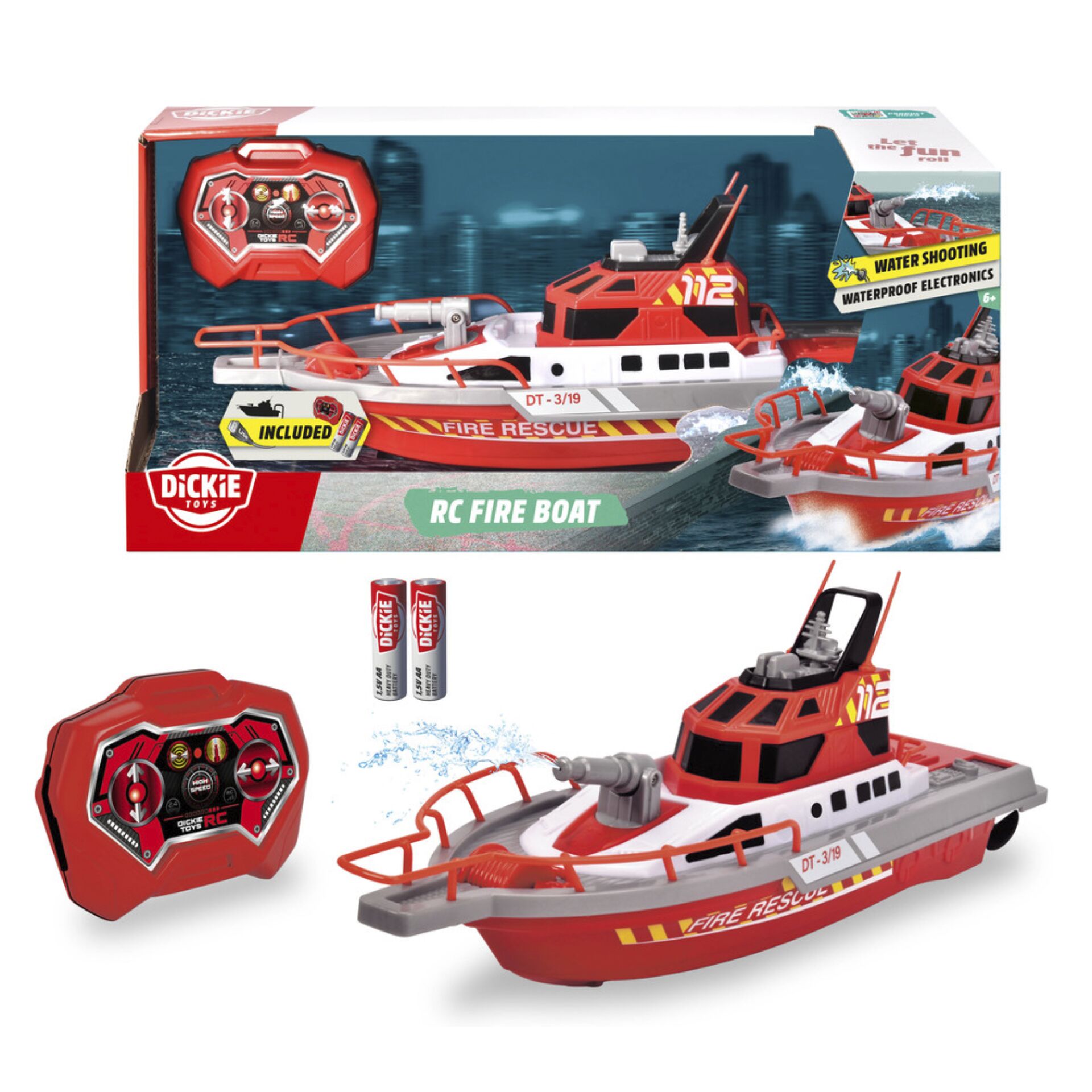 RC Feuerboot, Wasserdicht, Fernsteuerung, Batterien enthalten, Feuerwehr-Rettungsboot
