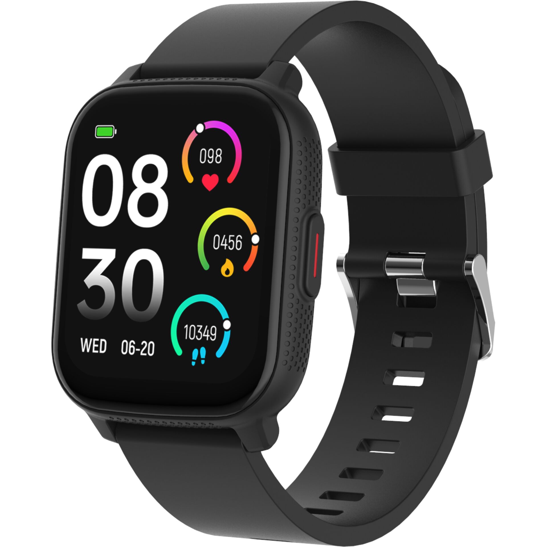 Smartwatch, digitale Anzeige, schwarz, Armband, abgerundetes Quadrat