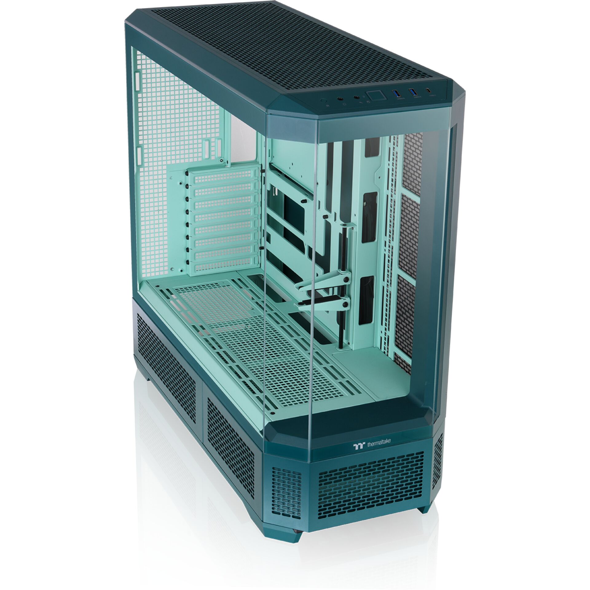 PC-Gehäuse, Mid-Tower, Mesh-Front, Glas-Seitenfenster, Türlose Front