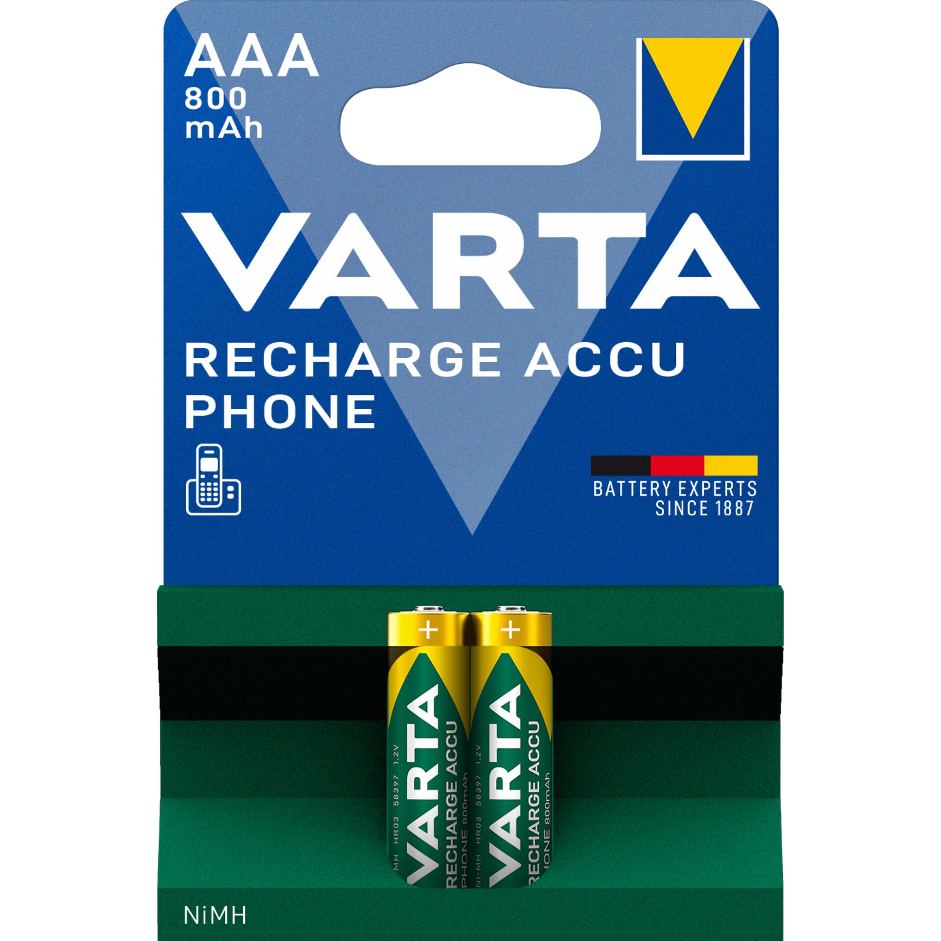 1x2 Varta Akku Professional Accu  NiMH 800 mAh AAA Phone Power