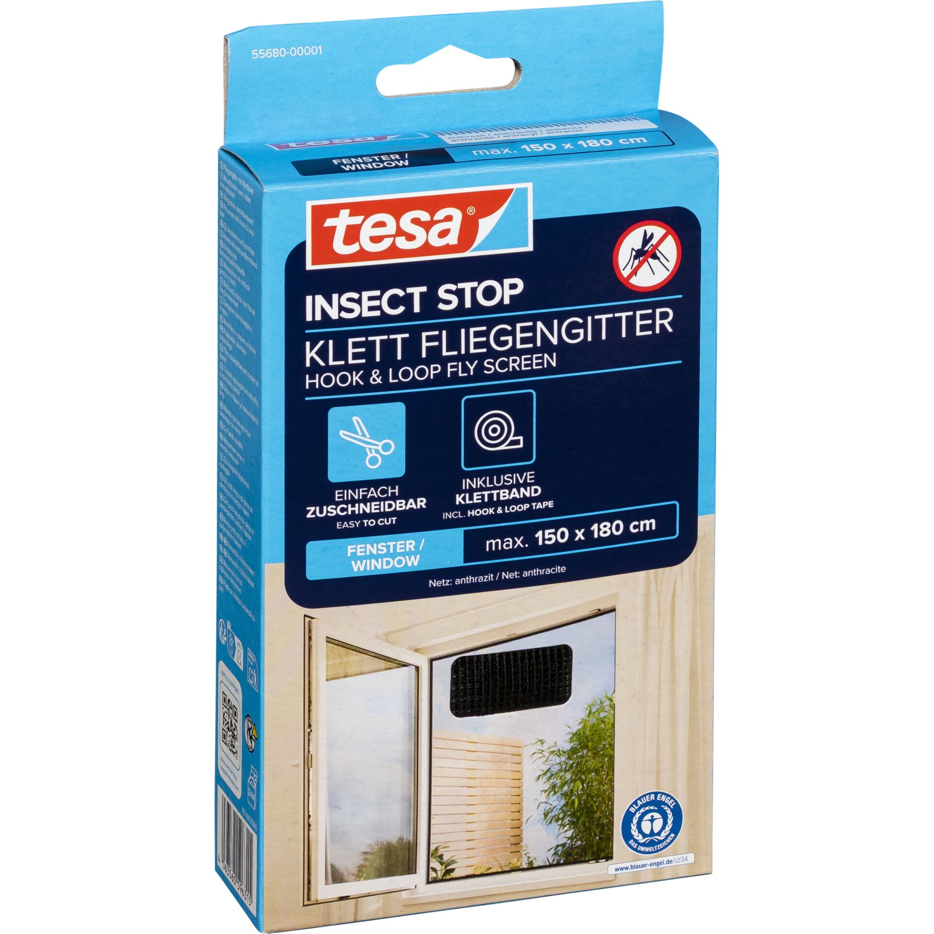Insect Stop, Fliegengitter, Fensterschutz, Klettband, Maschenbild