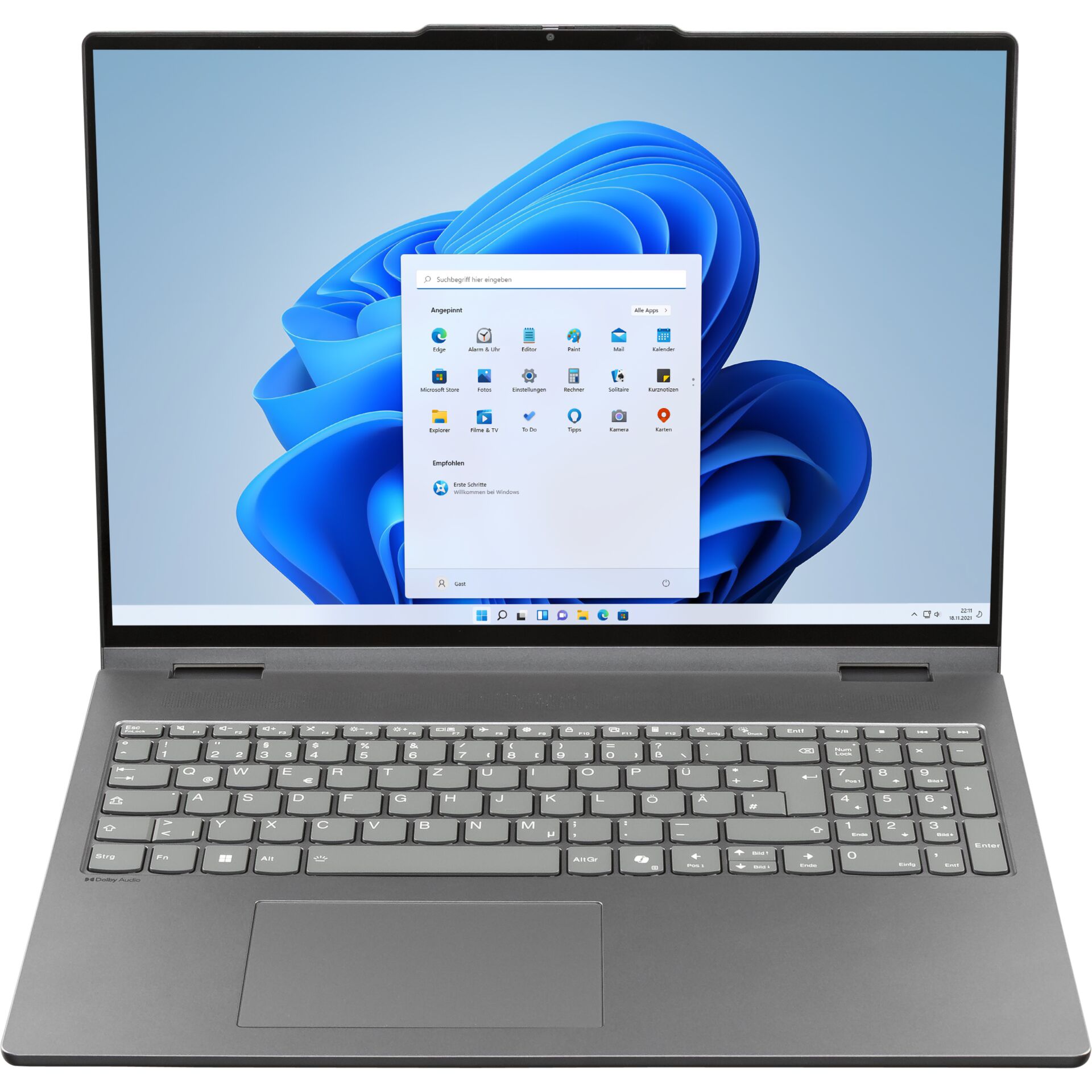 Laptop, Chromebook?, grauer Laptop, Tastatur, HD-Display