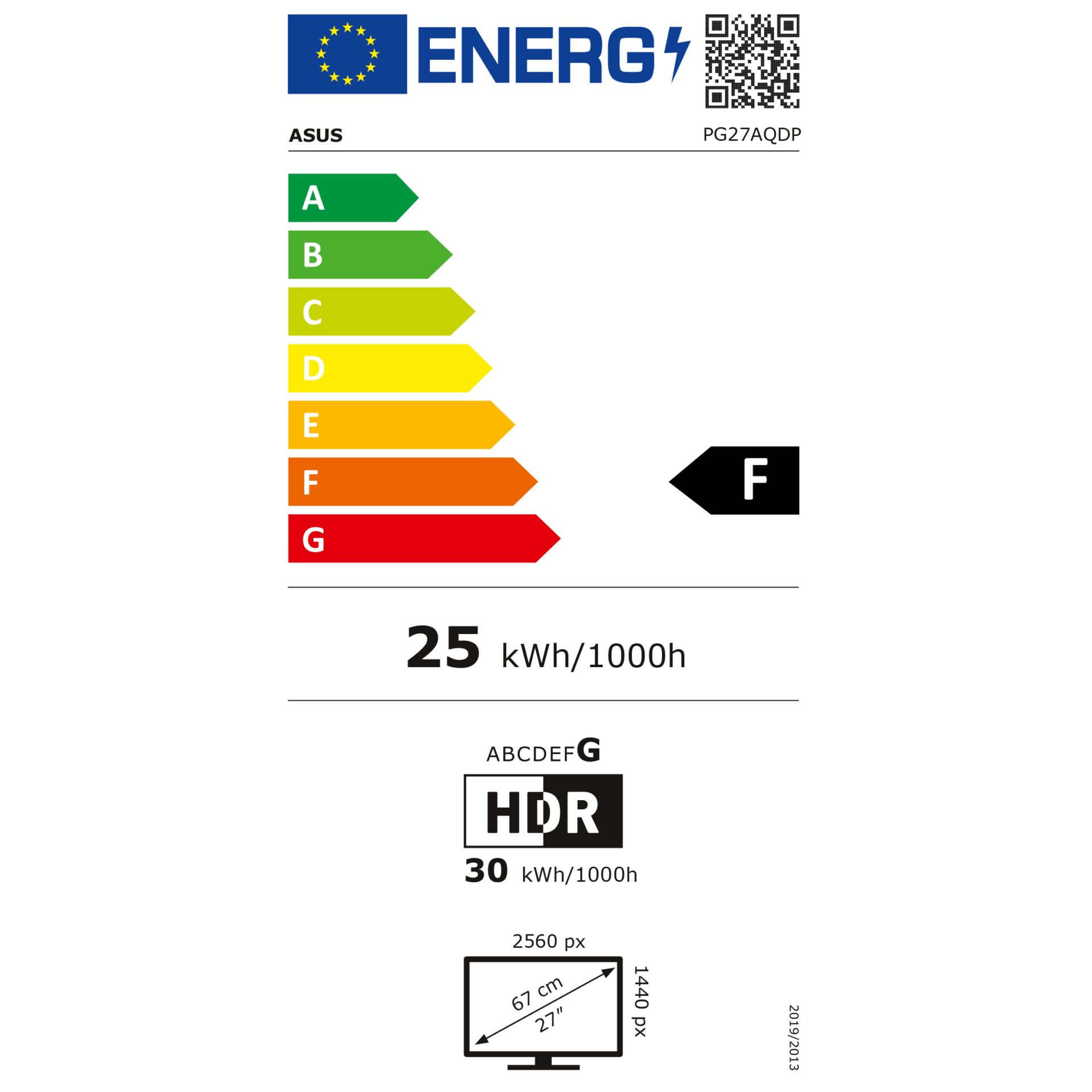Energieeffizienz A+++?, Energiesiegel, 25 kWh/1000h, HDR, Monitor/Display 2560x1440, Monitor-Abmessungen 27", LED-Panel