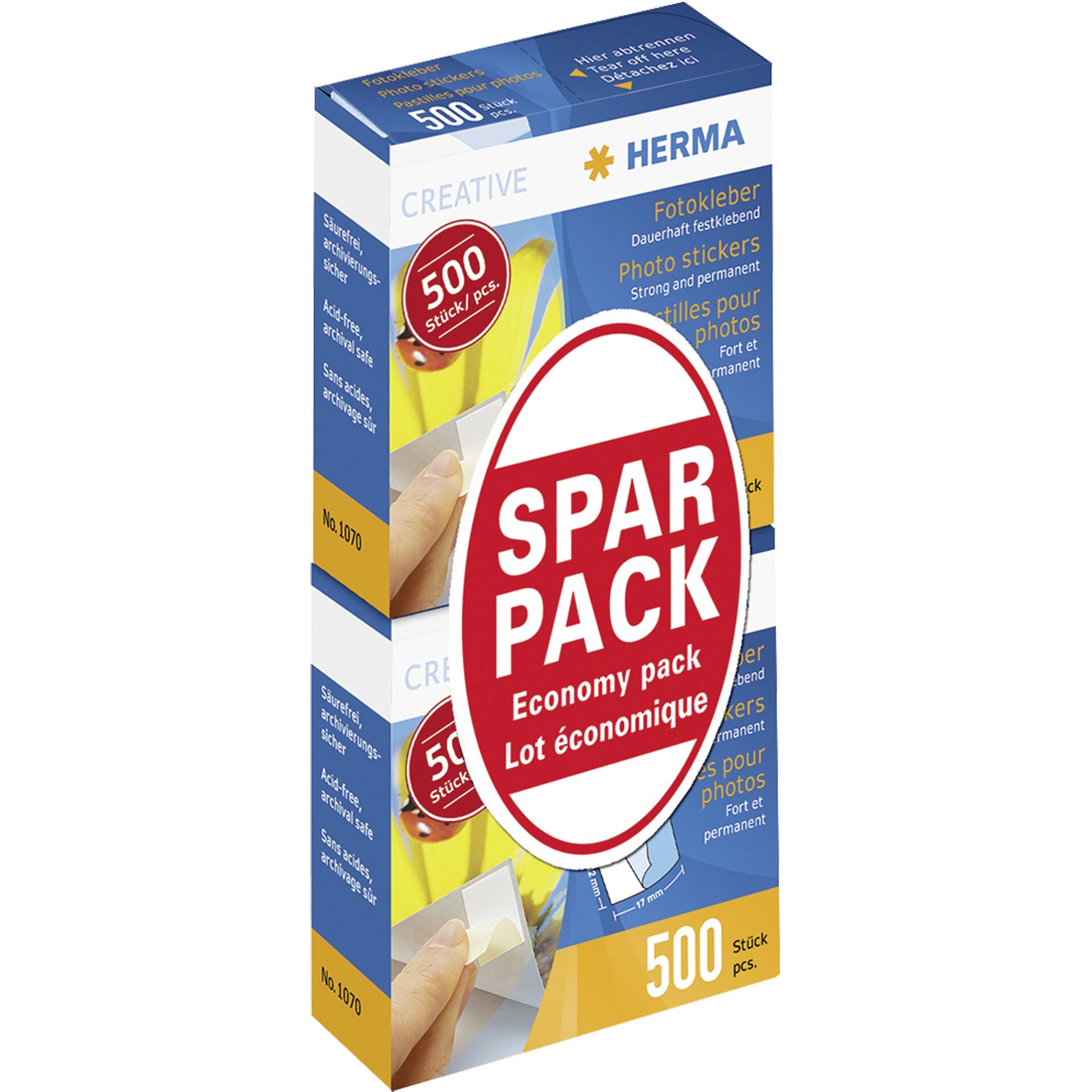 1x20 Herma Fotokleber Doppelpack  2x500 St. Sparpack im Display